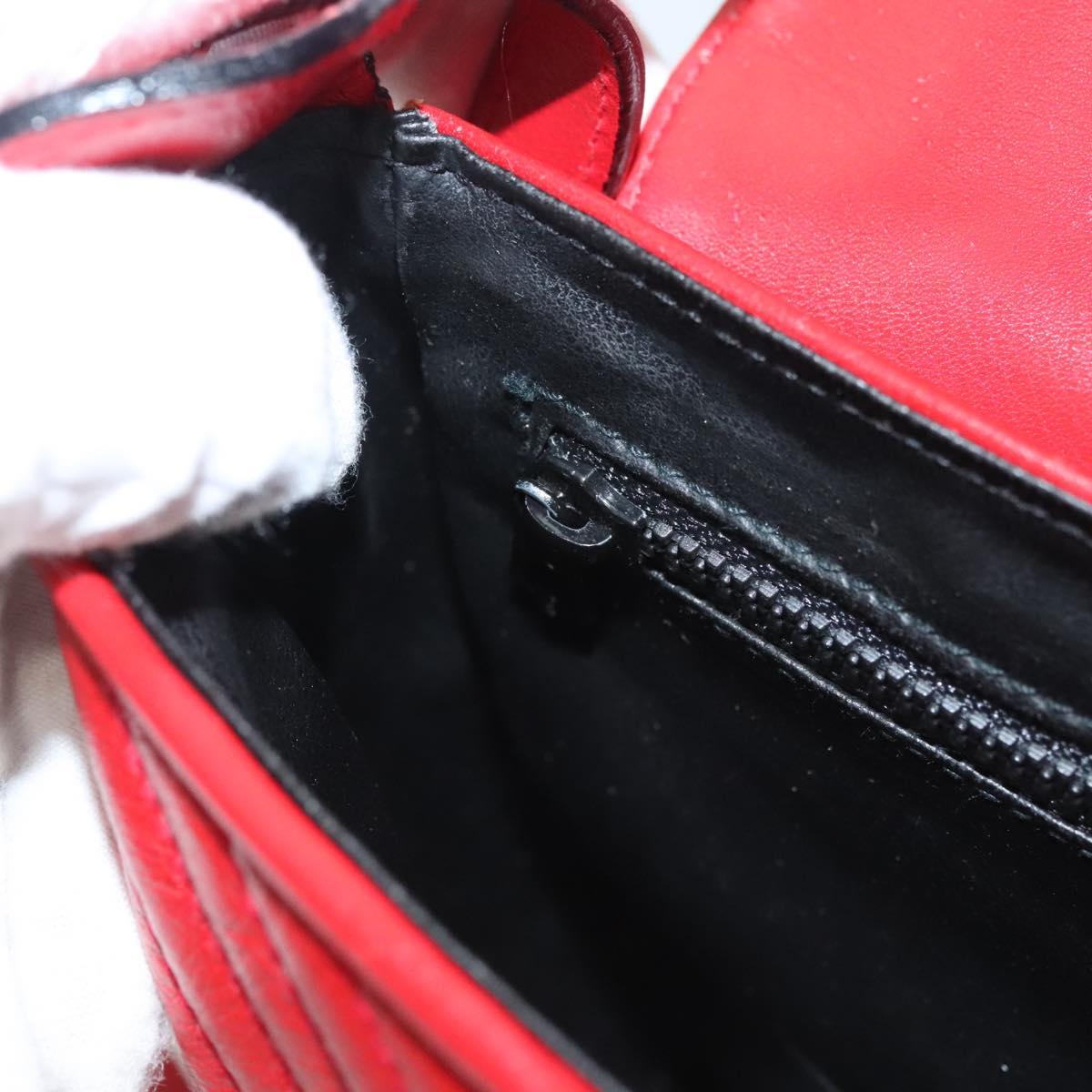 CELINE Shoulder Bag Leather Red Gold Auth 120568