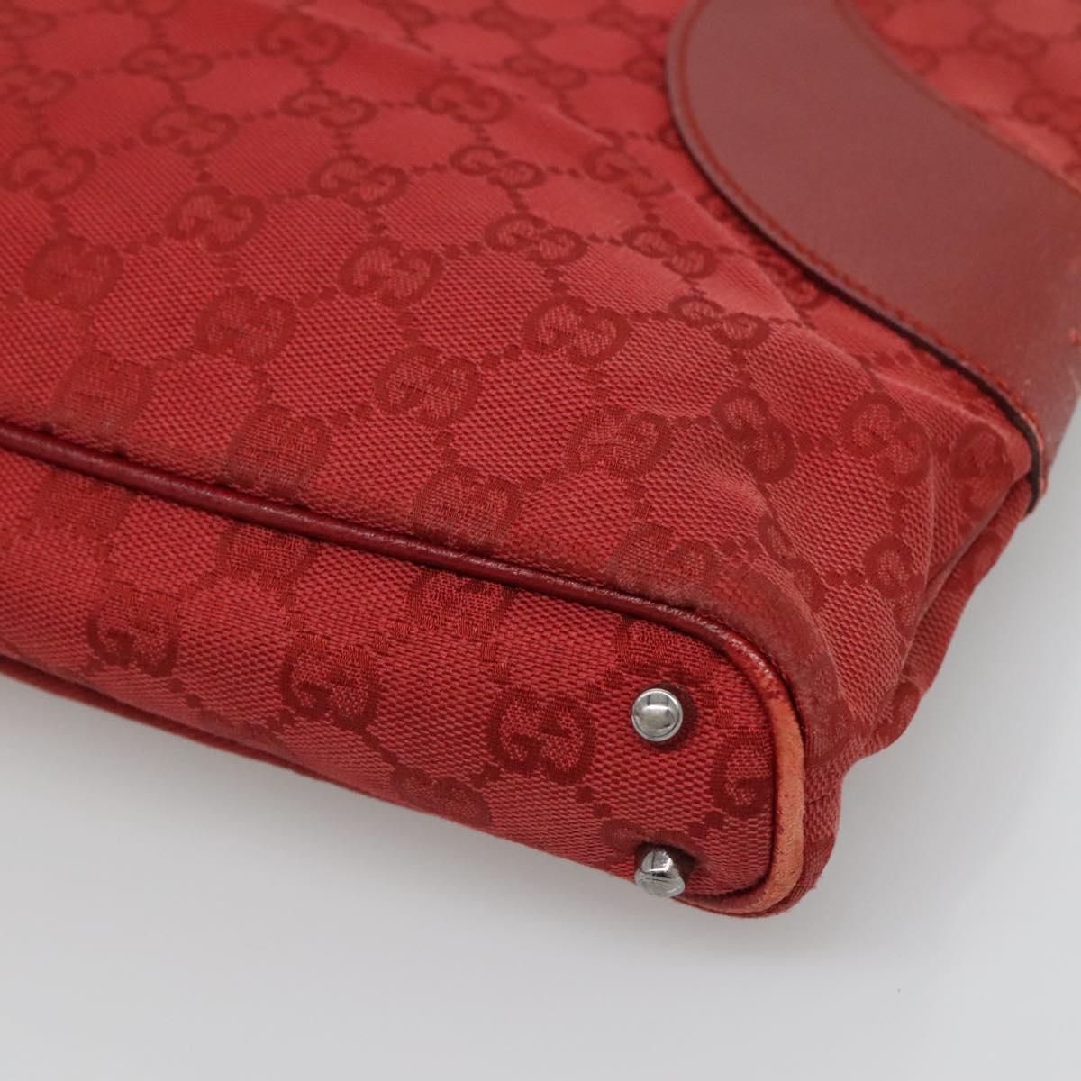 GUCCI GG Canvas Hand Bag Red Silver 113015 Auth 120586
