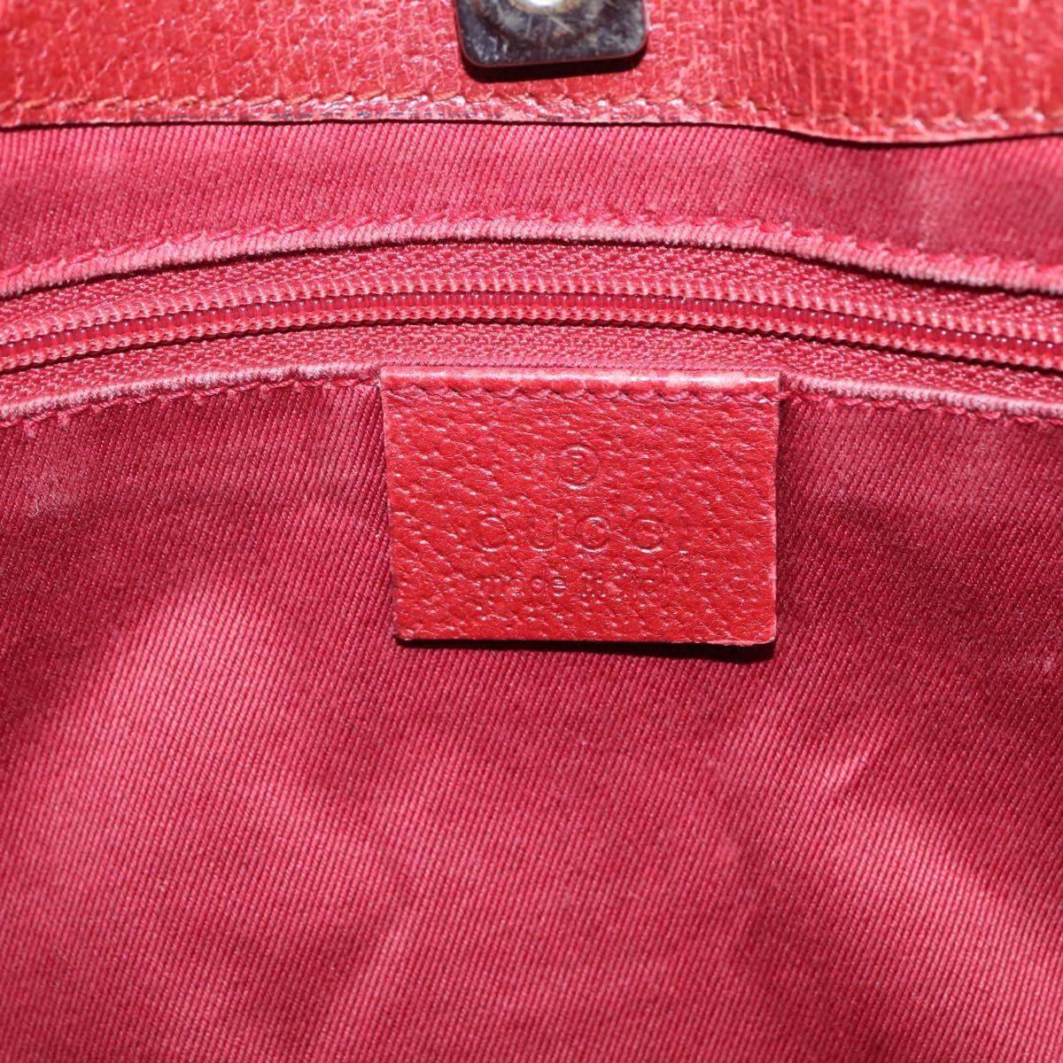 GUCCI GG Canvas Hand Bag Red Silver 113015 Auth 120586