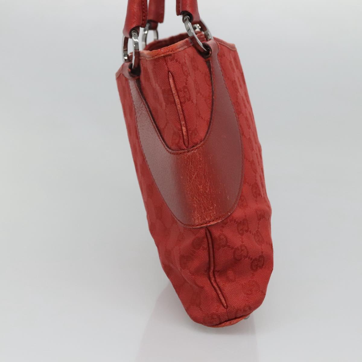 GUCCI GG Canvas Hand Bag Red Silver 113015 Auth 120586