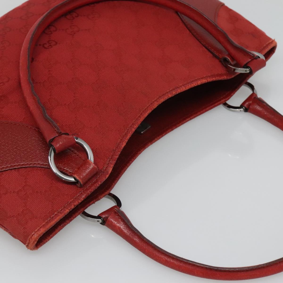 GUCCI GG Canvas Hand Bag Red Silver 113015 Auth 120586