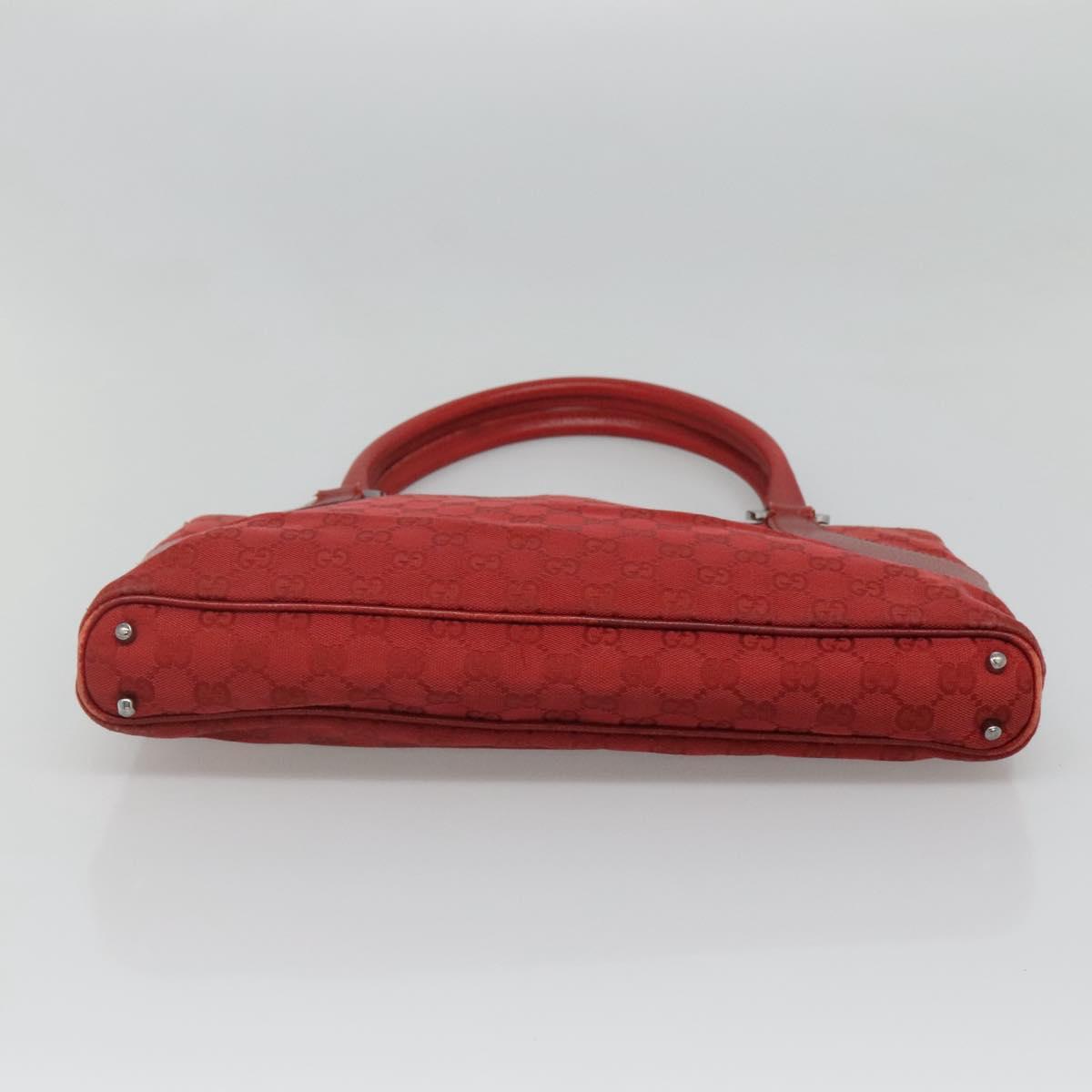 GUCCI GG Canvas Hand Bag Red Silver 113015 Auth 120586