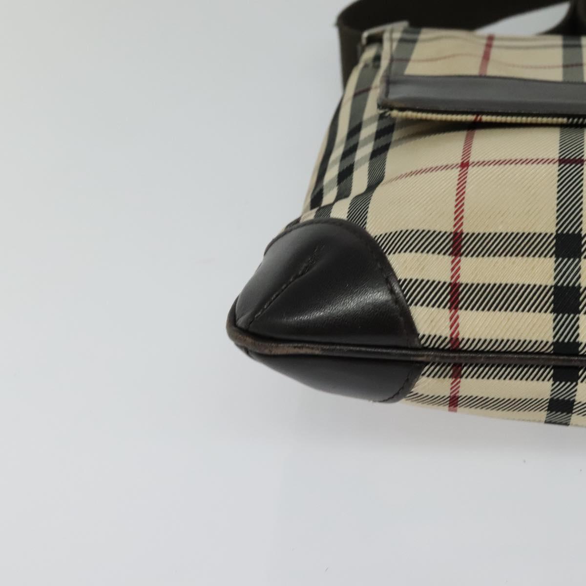 BURBERRY Nova Check Shoulder Bag Nylon Beige Silver Auth 120589