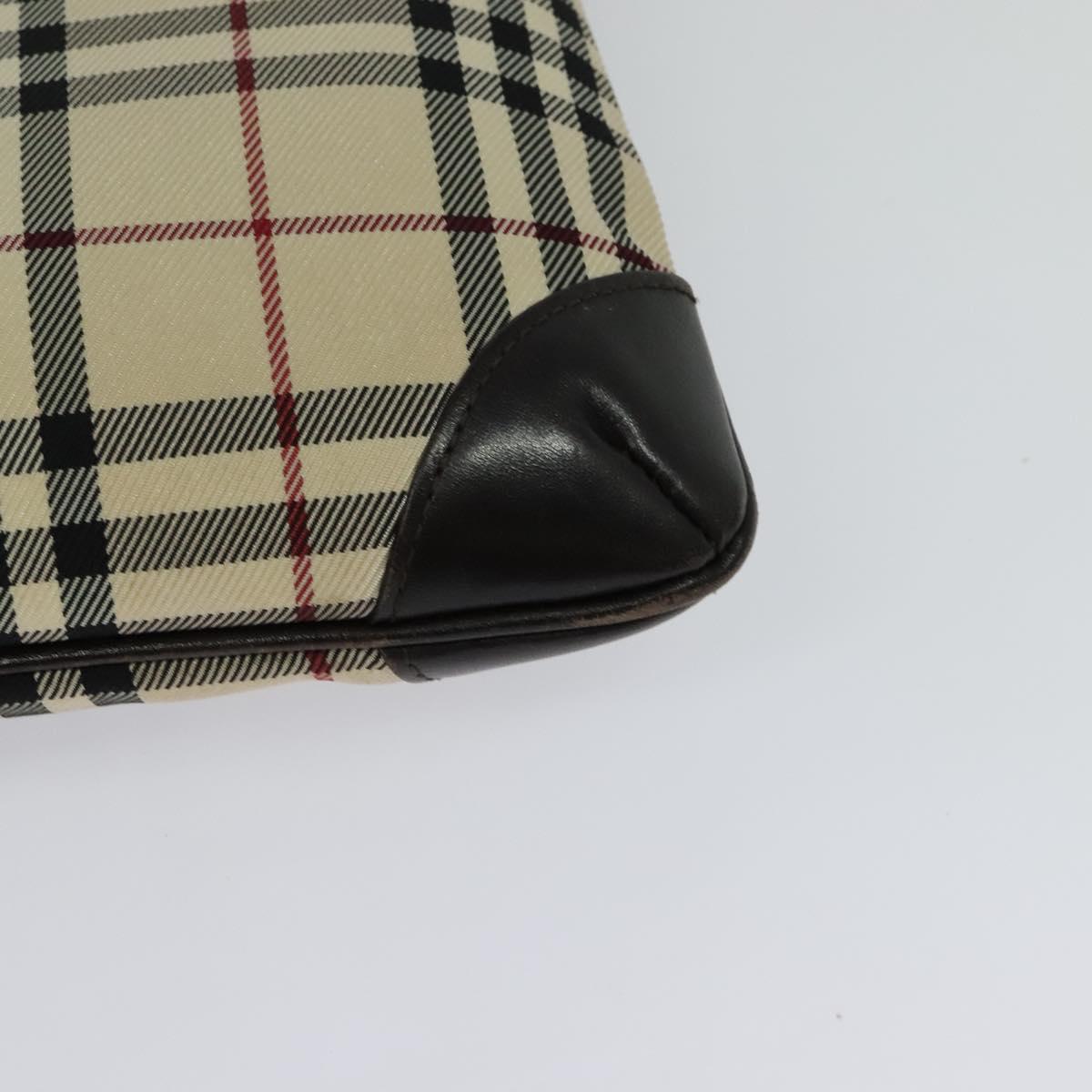 BURBERRY Nova Check Shoulder Bag Nylon Beige Silver Auth 120589