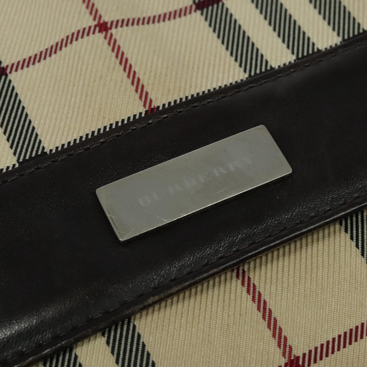 BURBERRY Nova Check Shoulder Bag Nylon Beige Silver Auth 120589