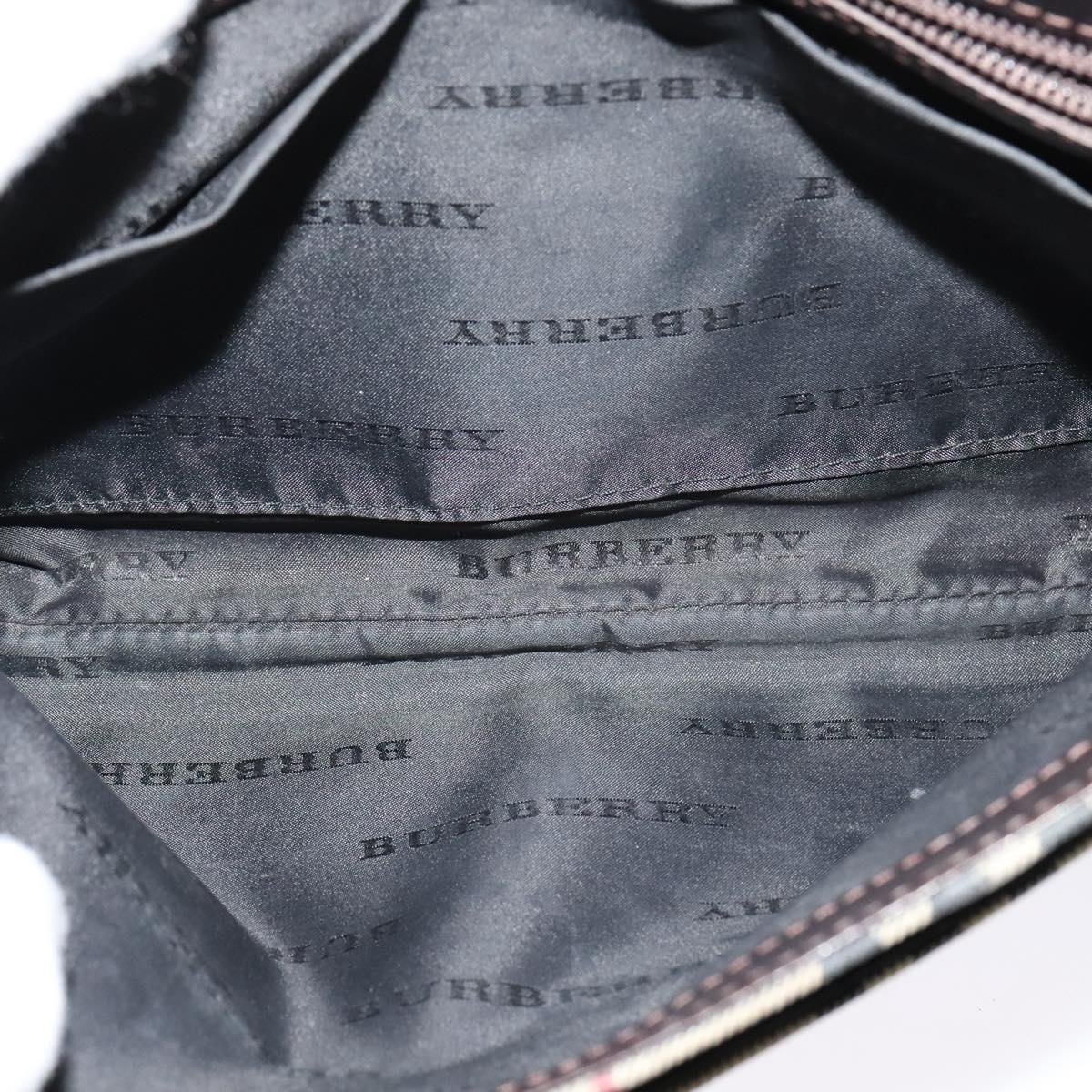 BURBERRY Nova Check Shoulder Bag Nylon Beige Silver Auth 120589