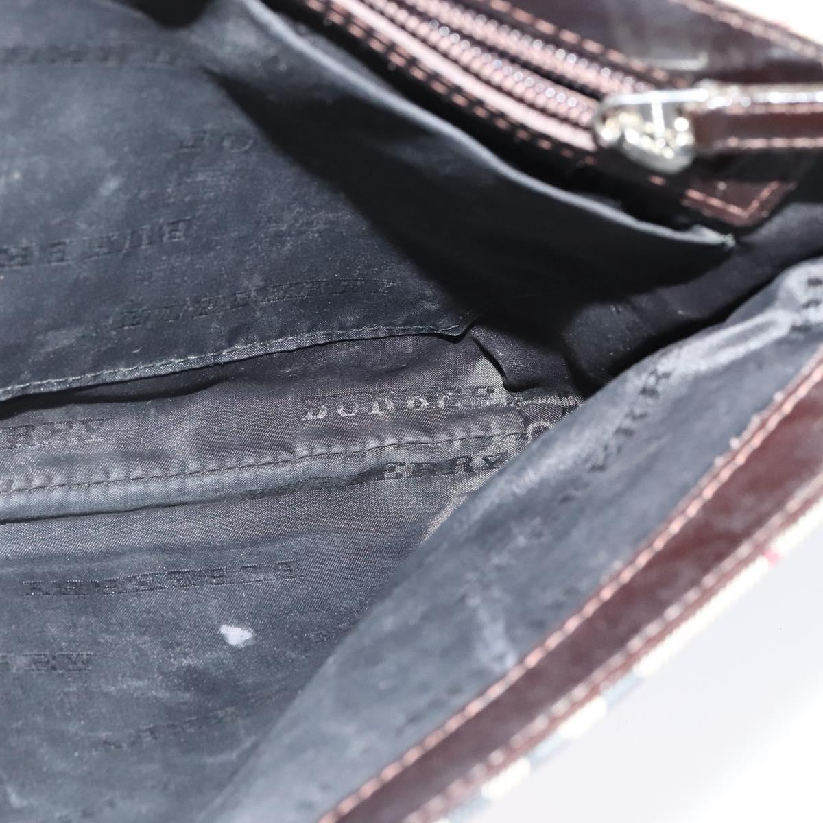 BURBERRY Nova Check Shoulder Bag Nylon Beige Silver Auth 120589