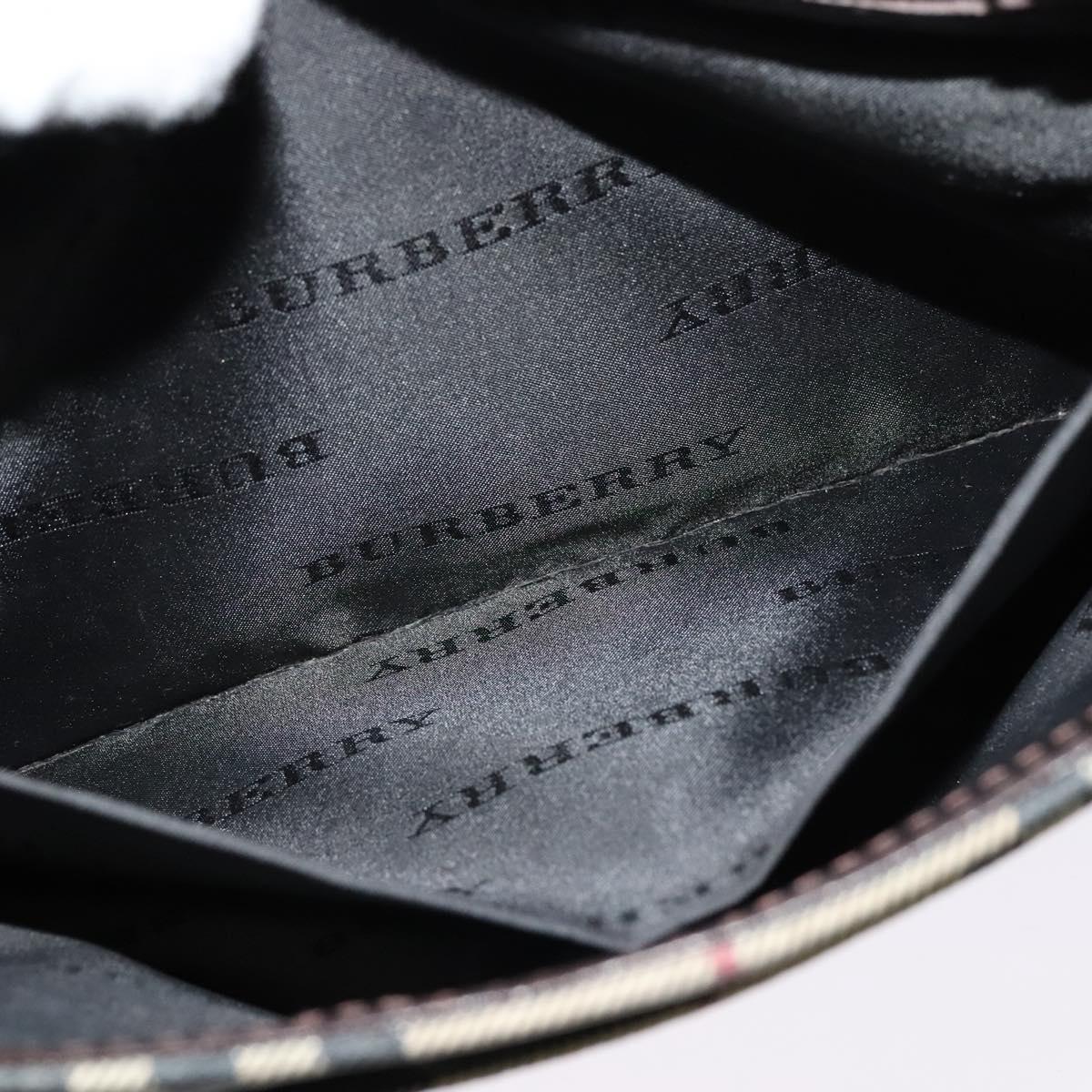 BURBERRY Nova Check Shoulder Bag Nylon Beige Silver Auth 120589