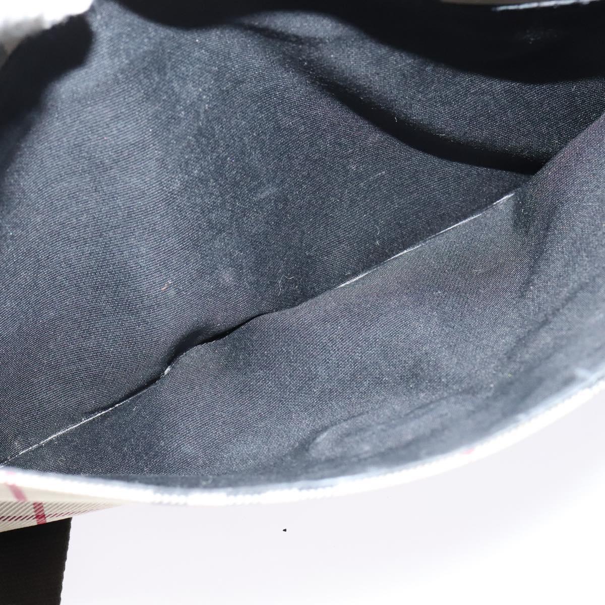 BURBERRY Nova Check Shoulder Bag Nylon Beige Silver Auth 120589