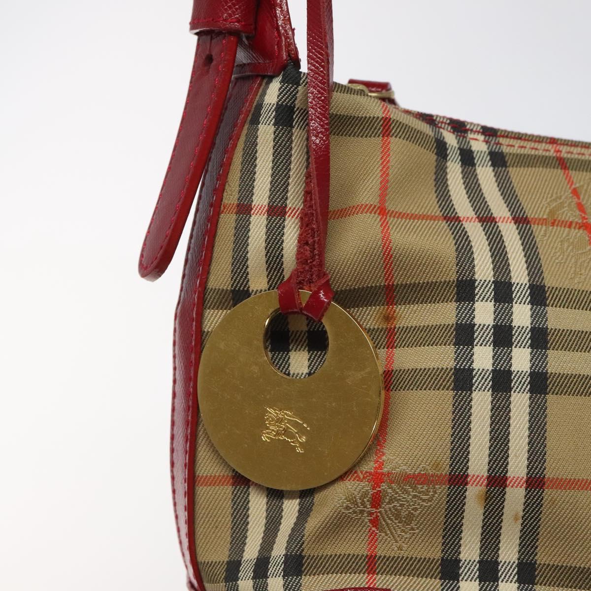 BURBERRY Nova Check Shoulder Bag Canvas Beige Gold Auth 120590