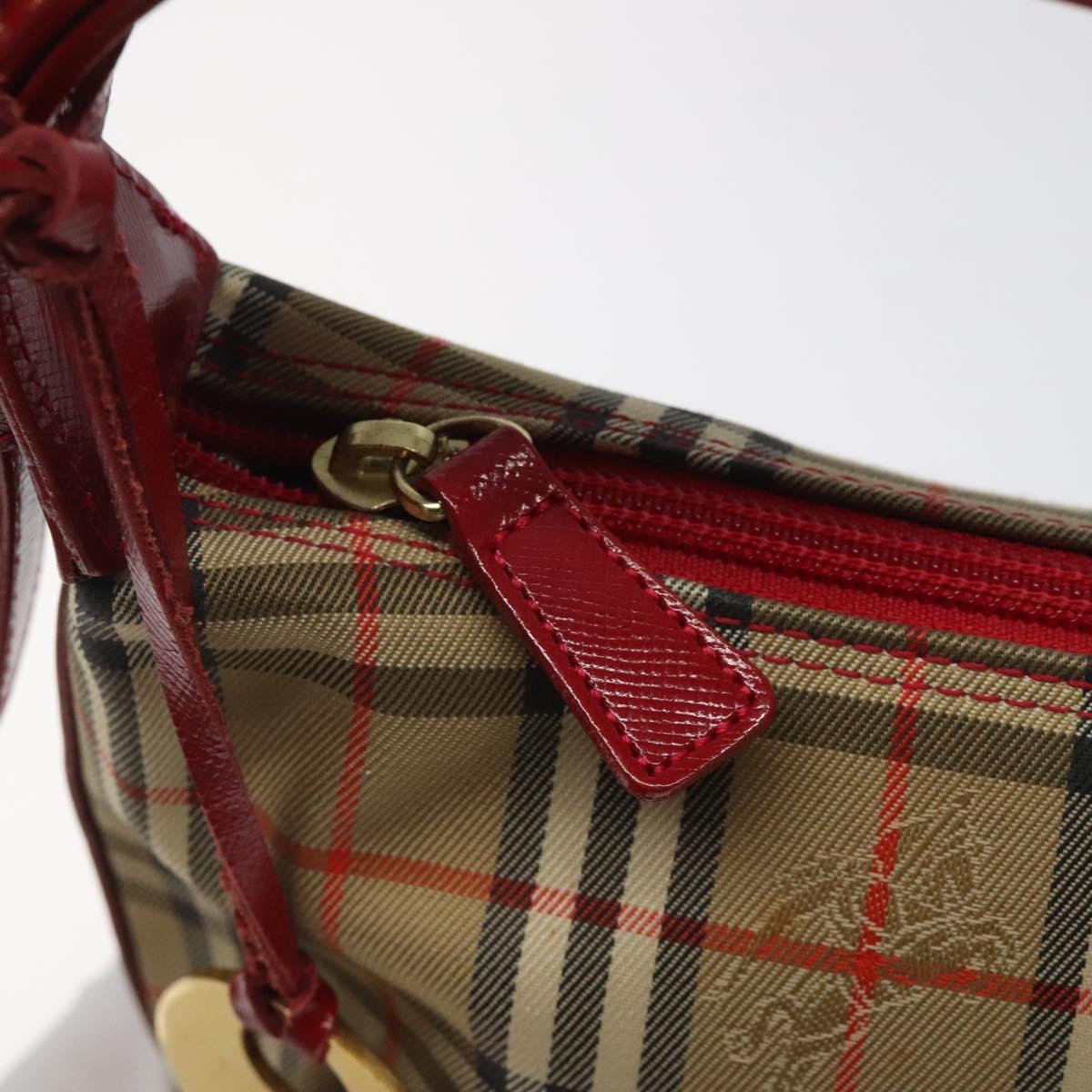 BURBERRY Nova Check Shoulder Bag Canvas Beige Gold Auth 120590