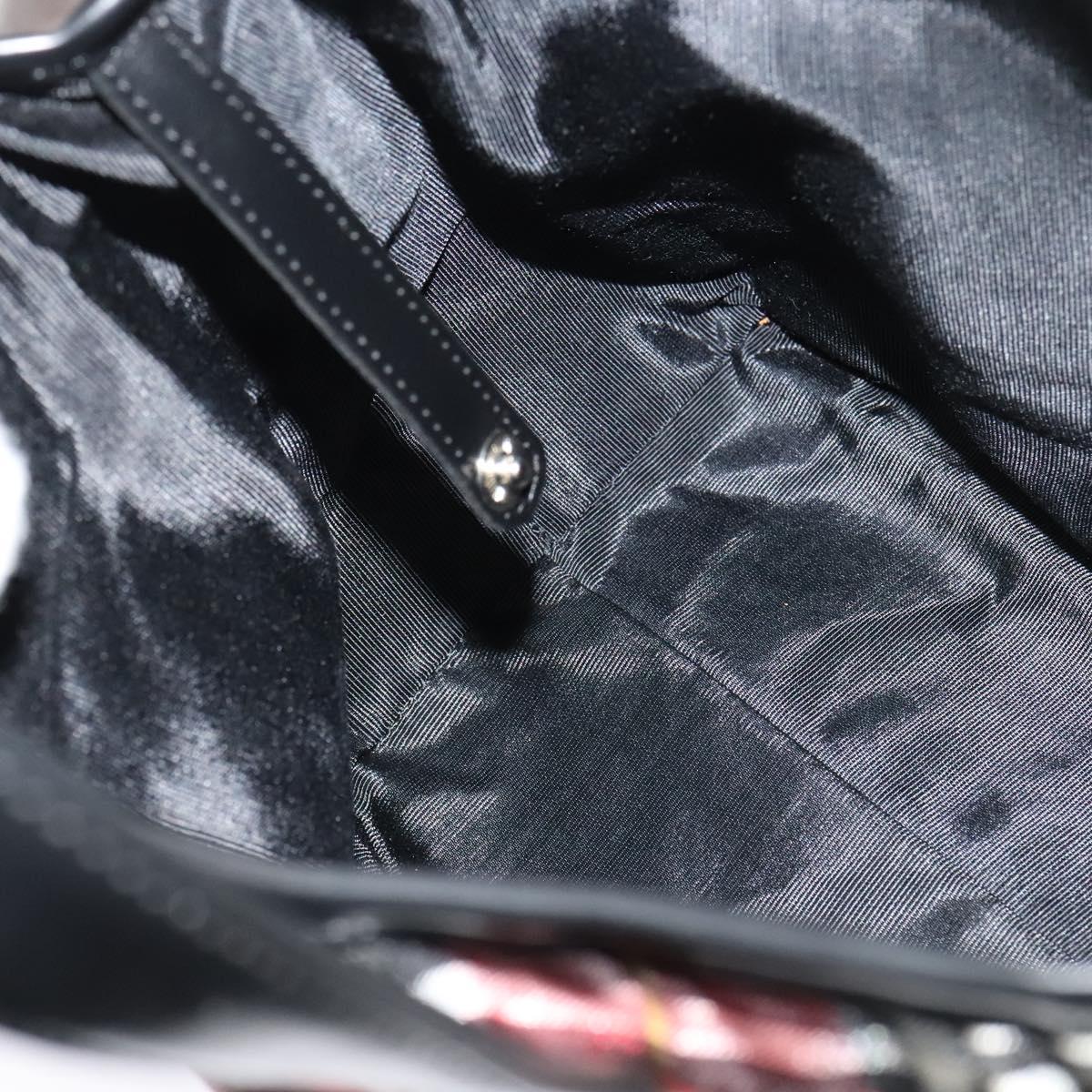 Burberrys Nova Check Blue Label Hand Bag Nylon Red Silver Auth 120591