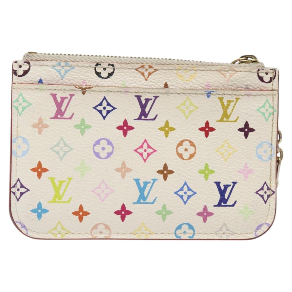 LOUIS VUITTON Monogram Multicolor Pochette Cles NM White M93734 LV Auth 120597