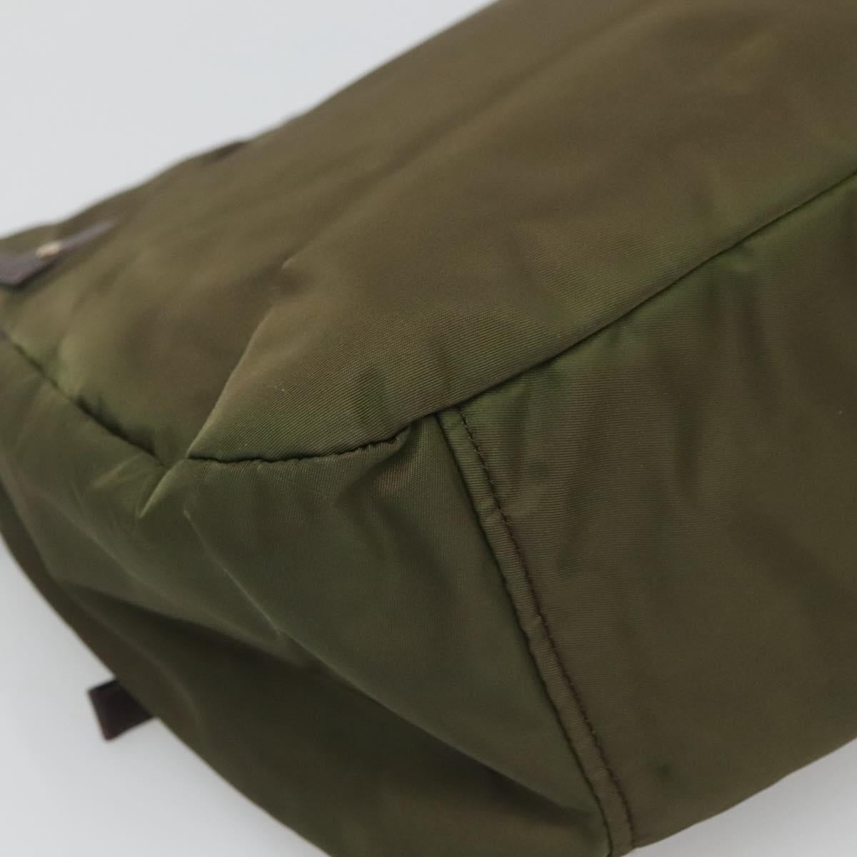 PRADA Shoulder Bag Nylon Khaki Gold Auth 120599