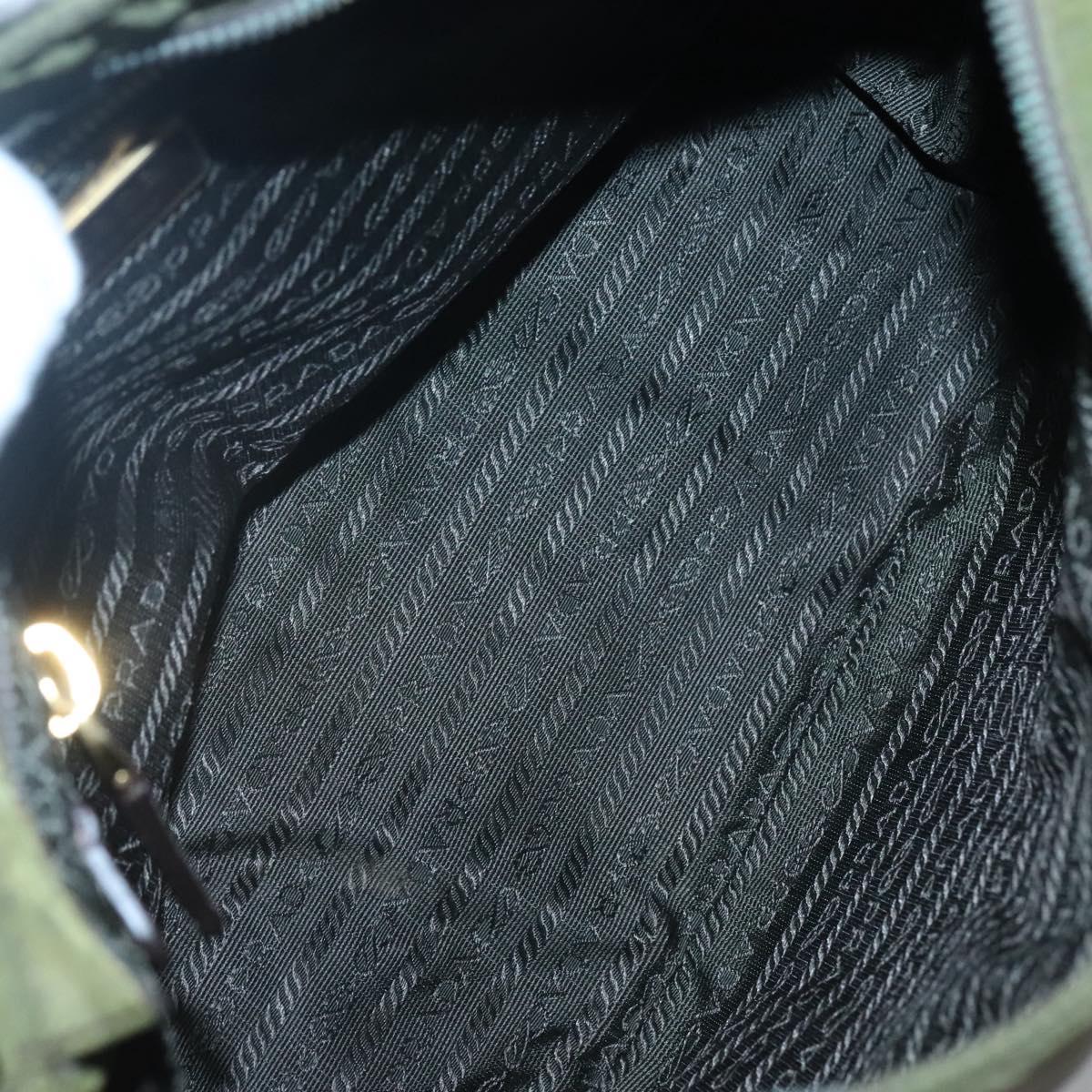 PRADA Shoulder Bag Nylon Khaki Gold Auth 120599
