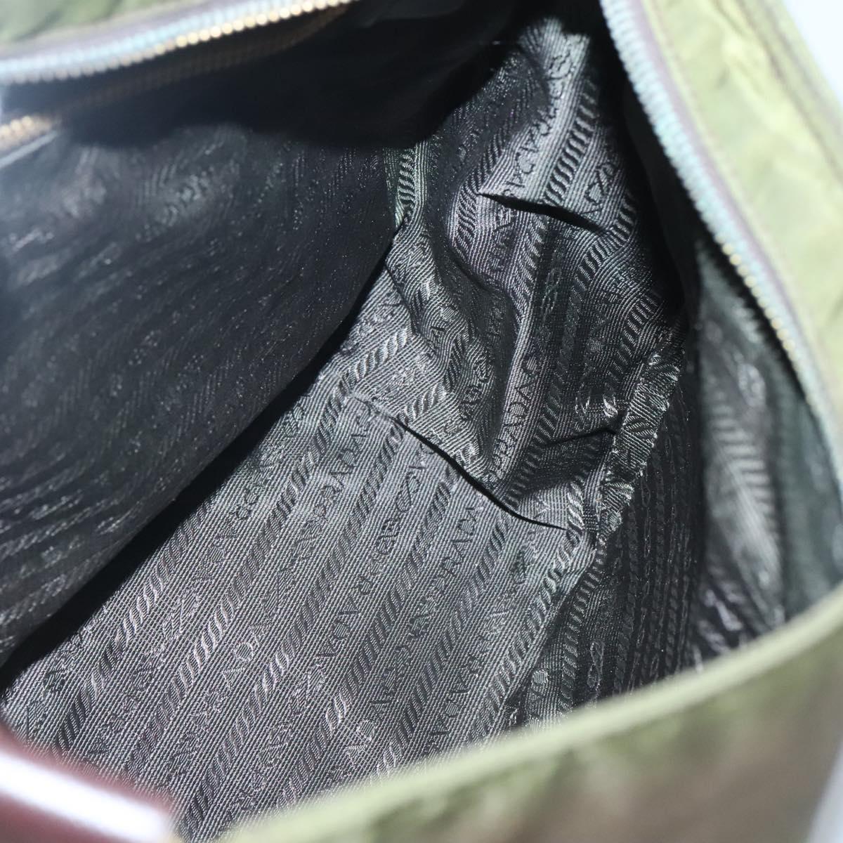 PRADA Shoulder Bag Nylon Khaki Gold Auth 120599