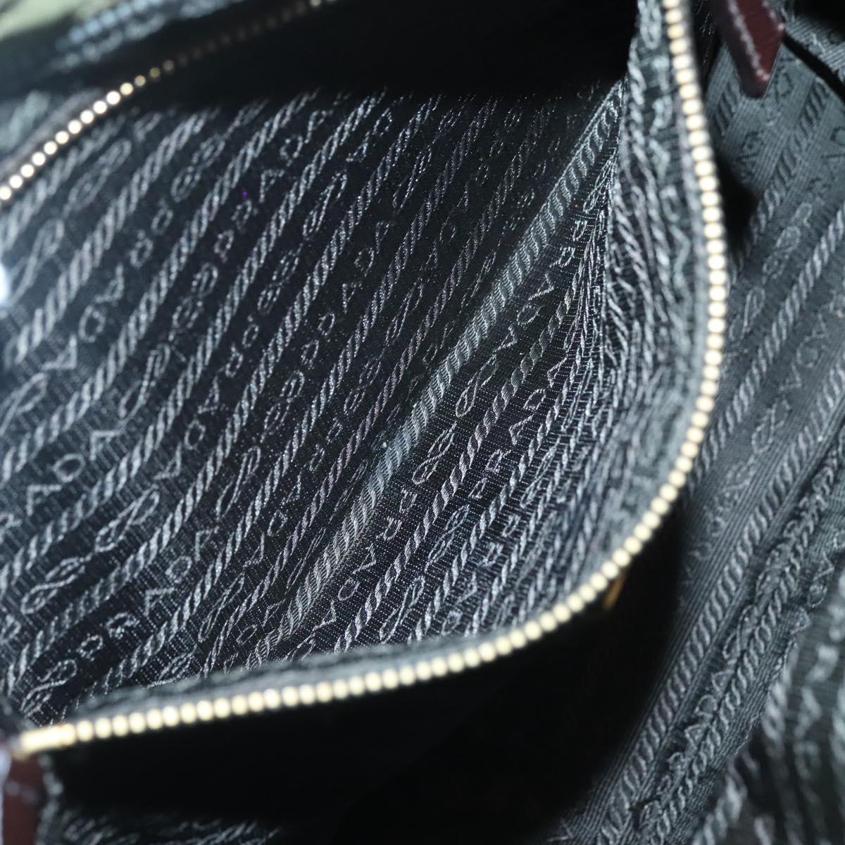 PRADA Shoulder Bag Nylon Khaki Gold Auth 120599