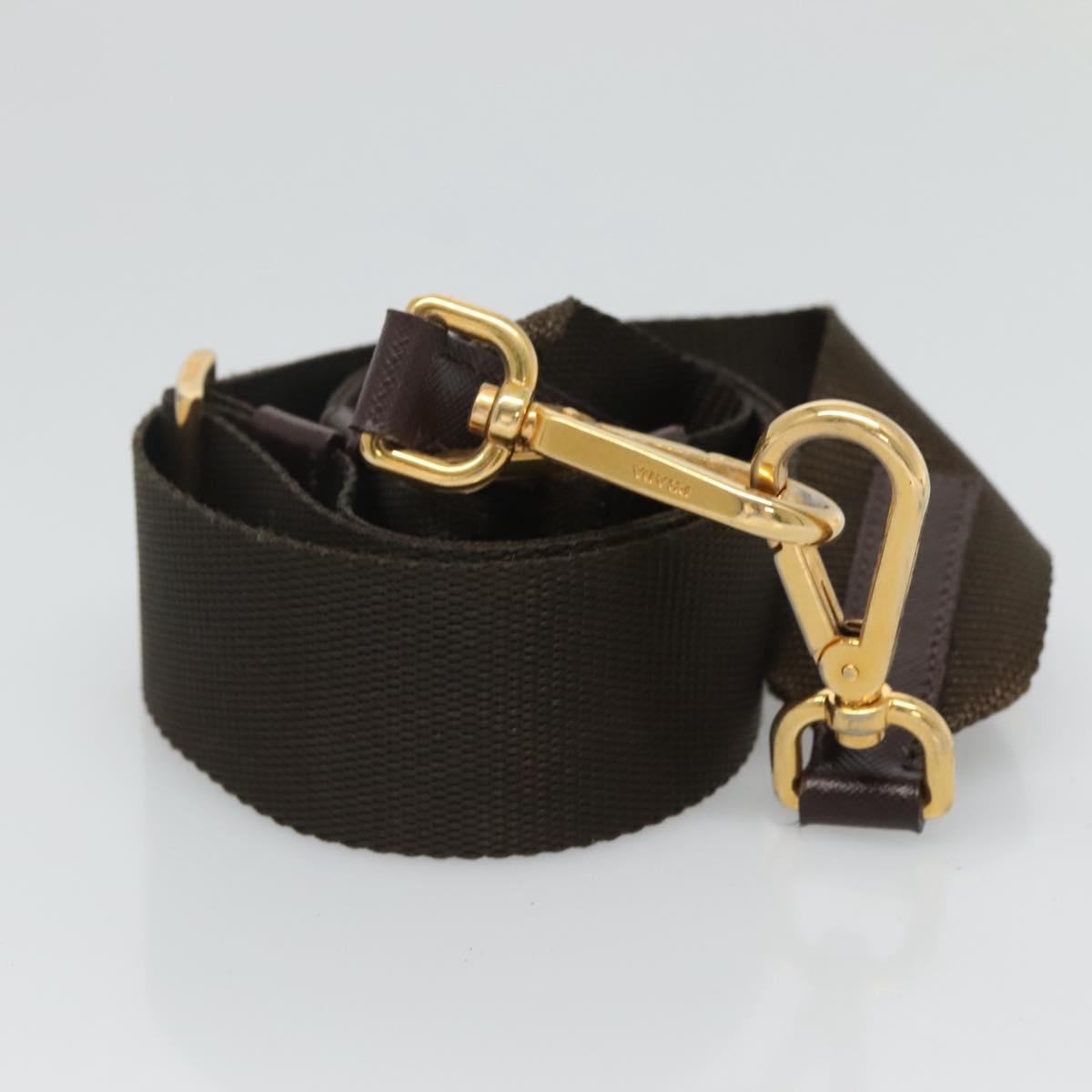 PRADA Shoulder Bag Nylon Khaki Gold Auth 120599