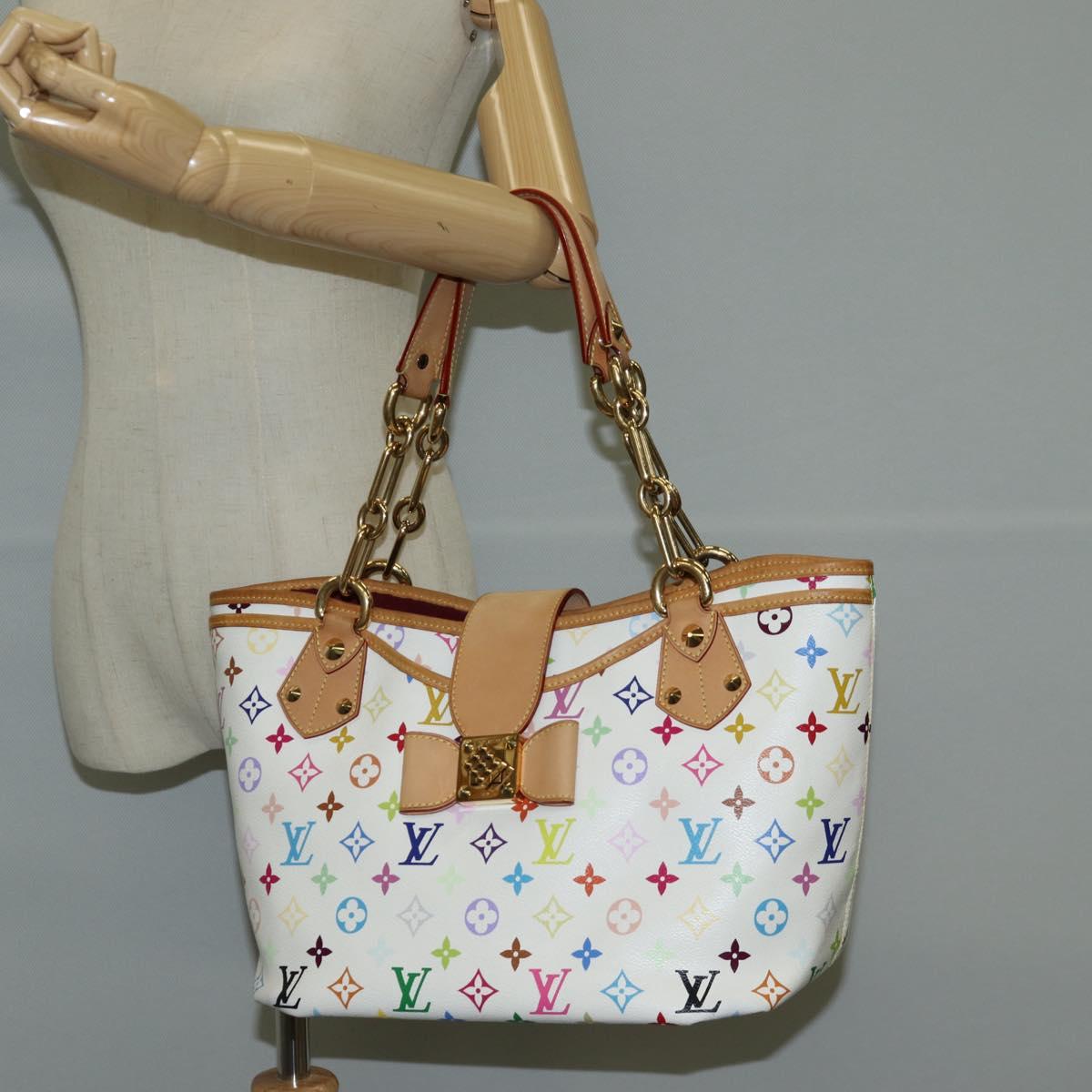 LOUIS VUITTON Monogram Multicolor Annie MM Tote Bag White M40307 LV Auth 120602V