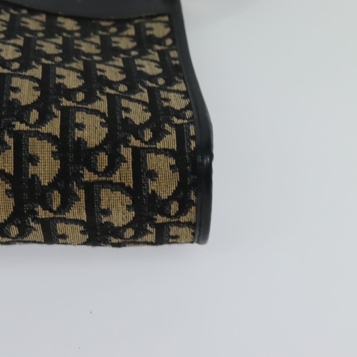 Christian Dior Trotter Canvas Shoulder Bag Navy Gold Auth 120603