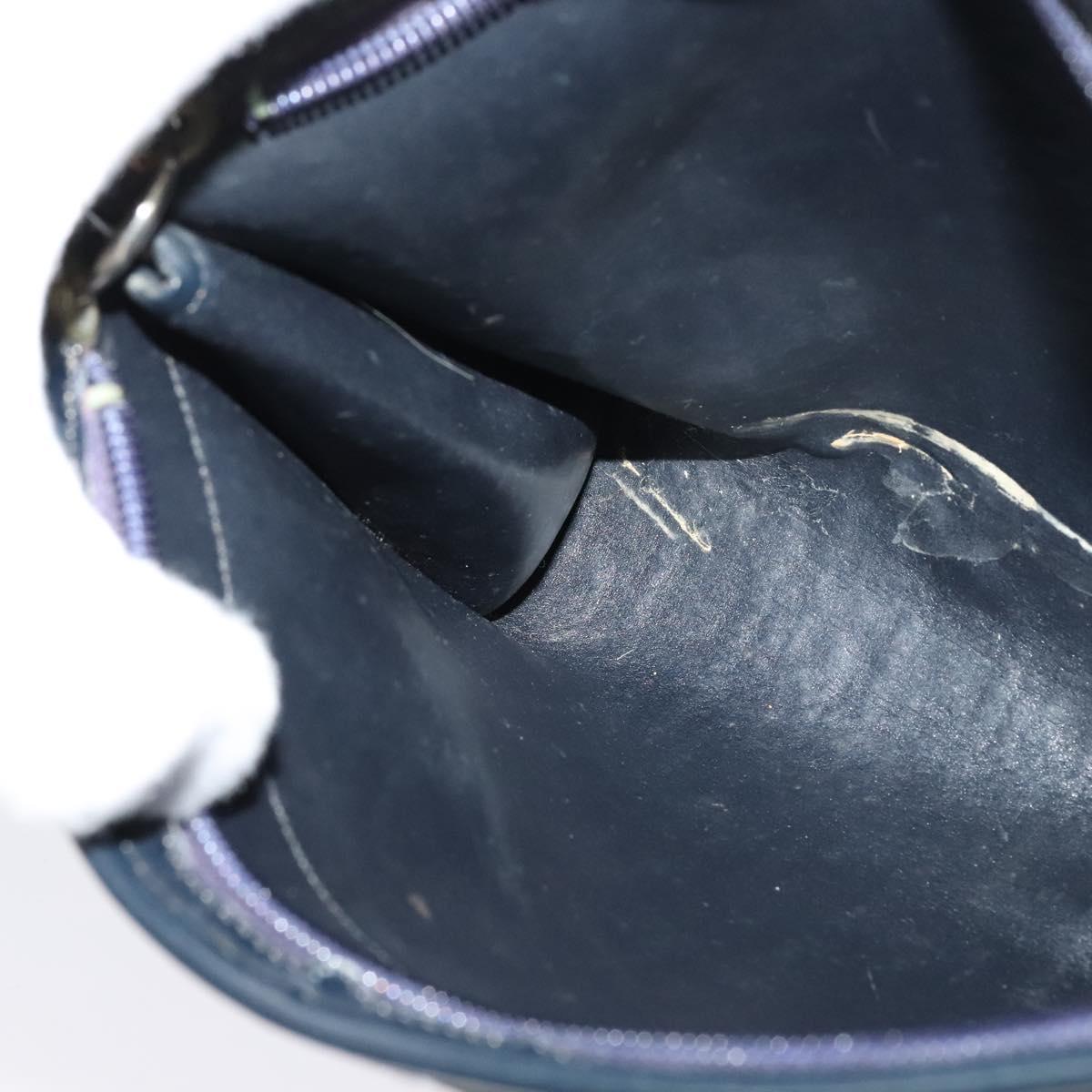 Christian Dior Trotter Canvas Shoulder Bag Navy Gold Auth 120603