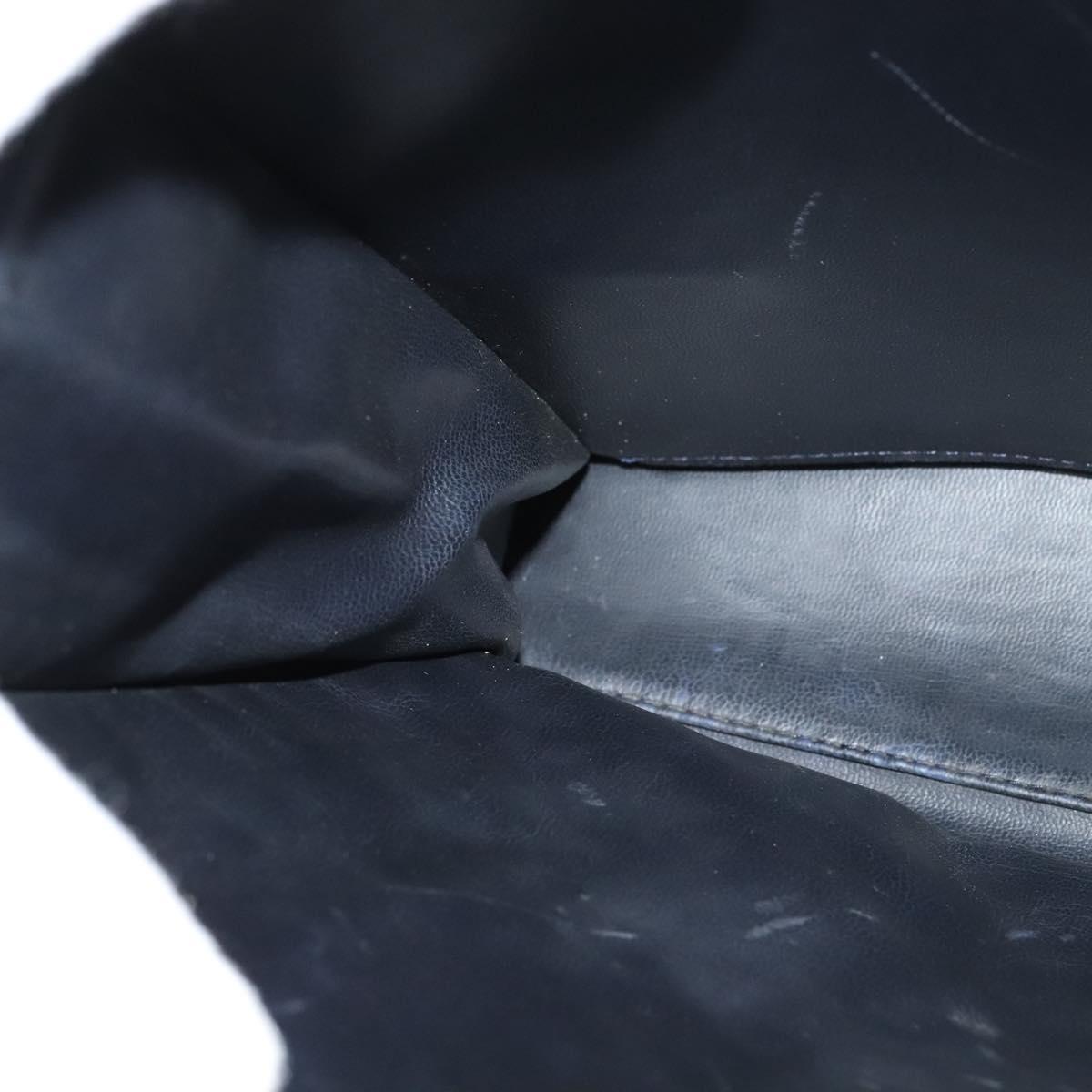 BALLY Hand Bag Leather 2way Navy Gold Auth 120604