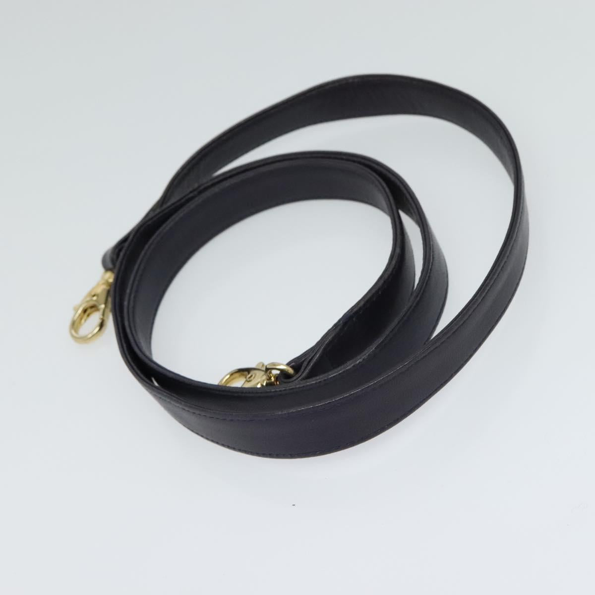 BALLY Hand Bag Leather 2way Navy Gold Auth 120604