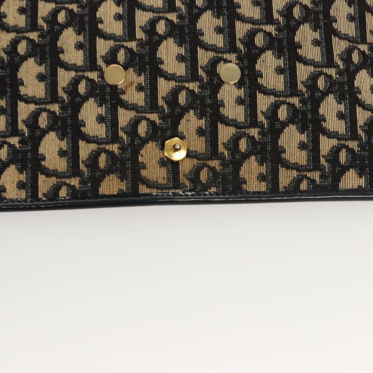 Christian Dior Trotter Canvas Shoulder Bag Navy Gold Auth 120610