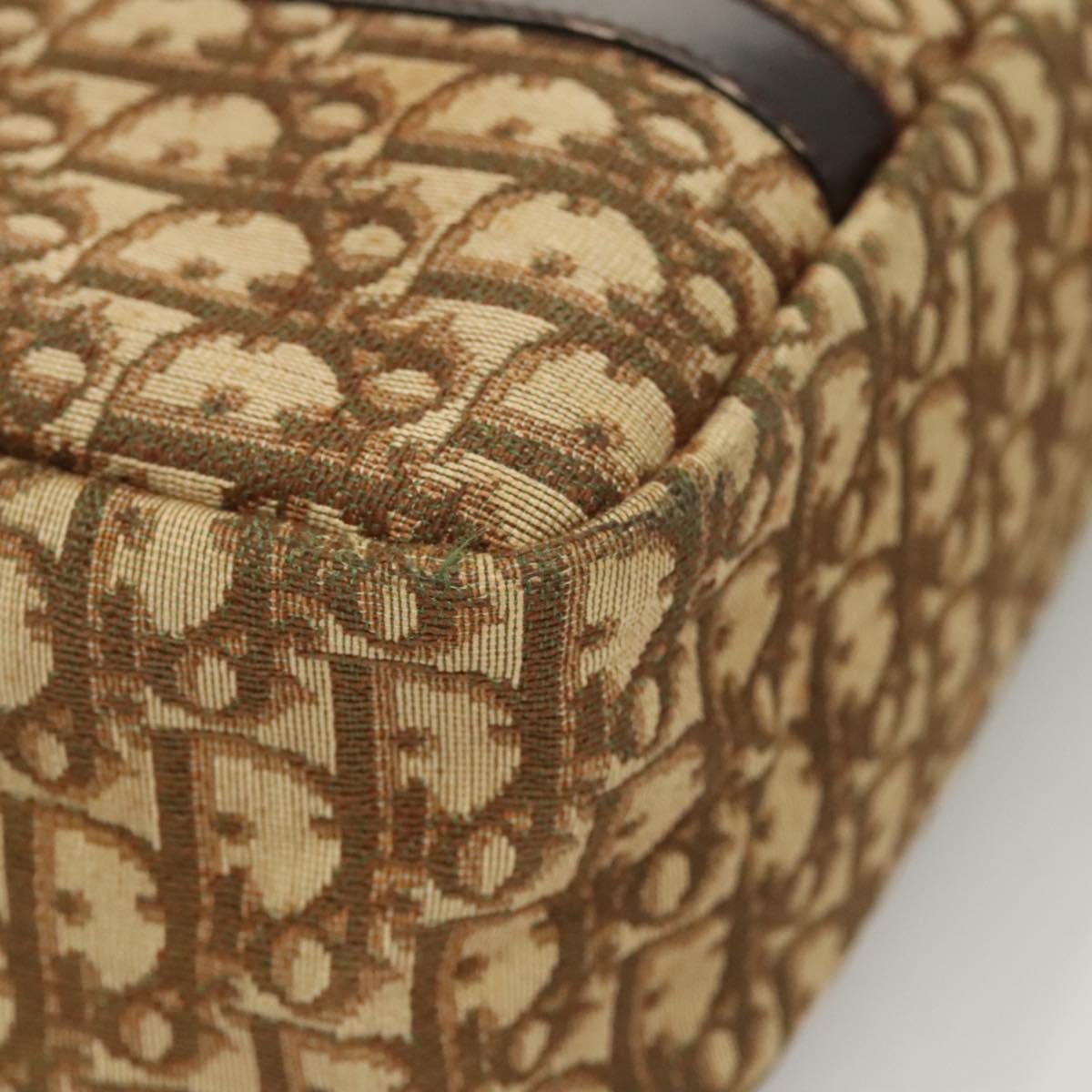 Christian Dior Trotter Canvas Hand Bag Brown Gold Auth 120616