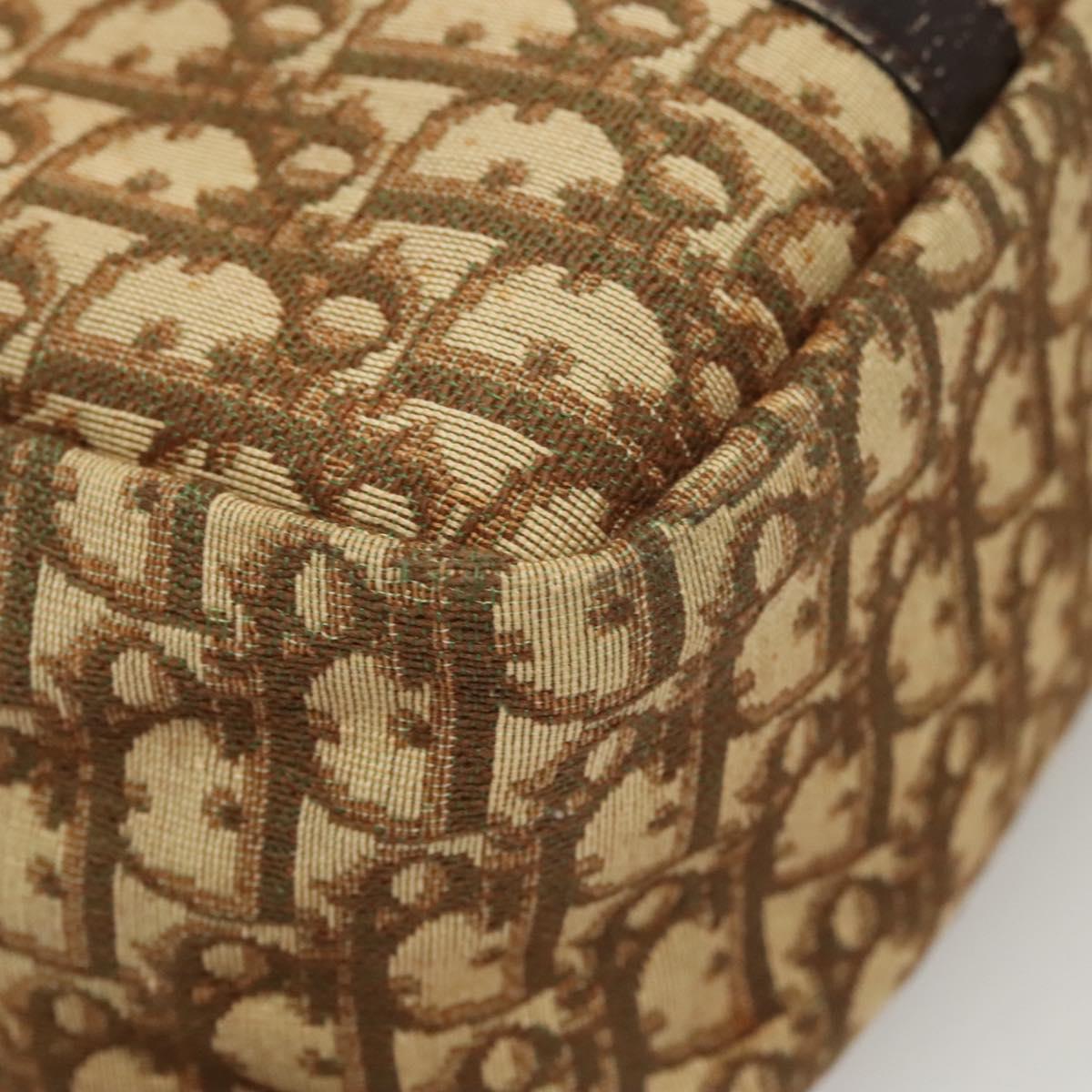 Christian Dior Trotter Canvas Hand Bag Brown Gold Auth 120616