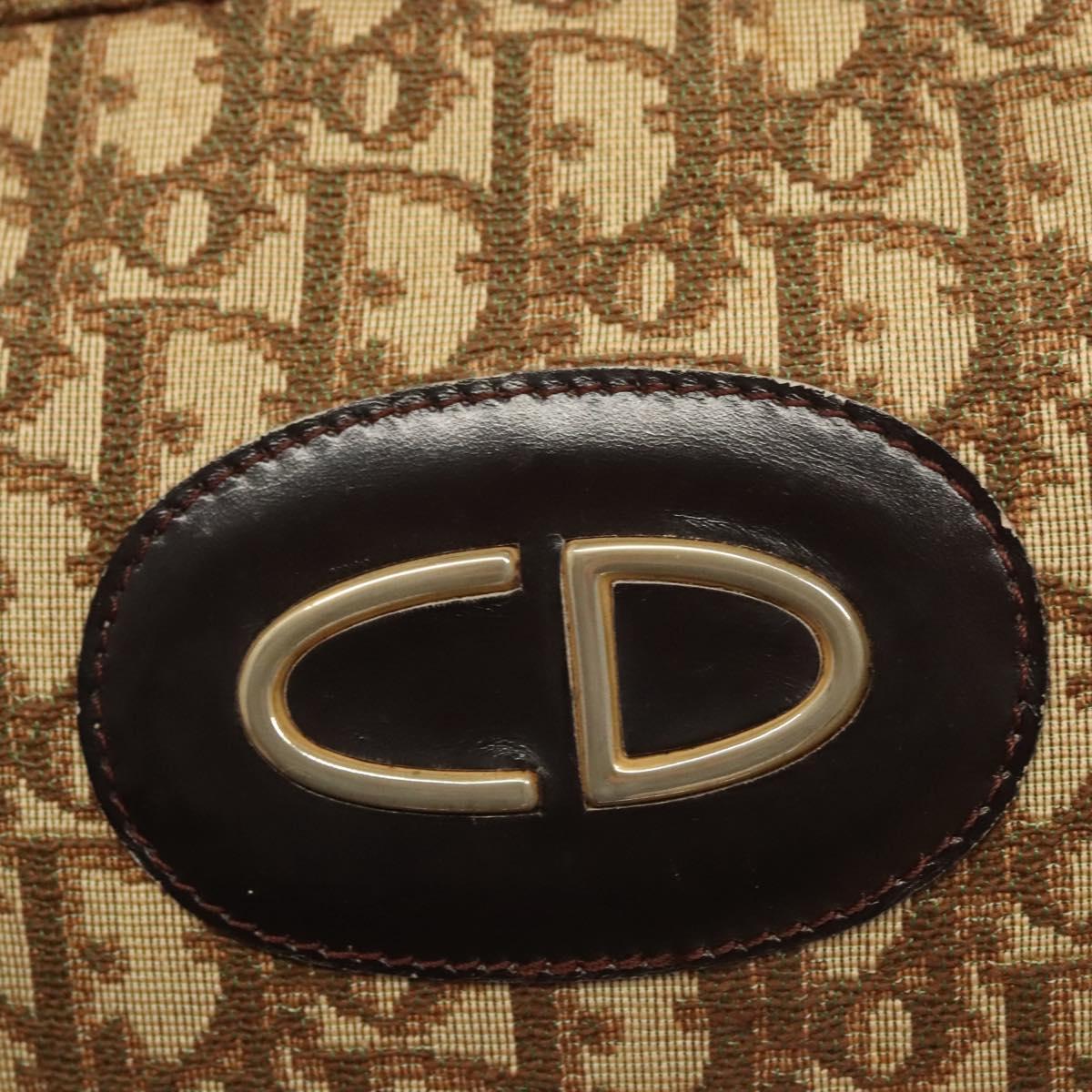 Christian Dior Trotter Canvas Hand Bag Brown Gold Auth 120616