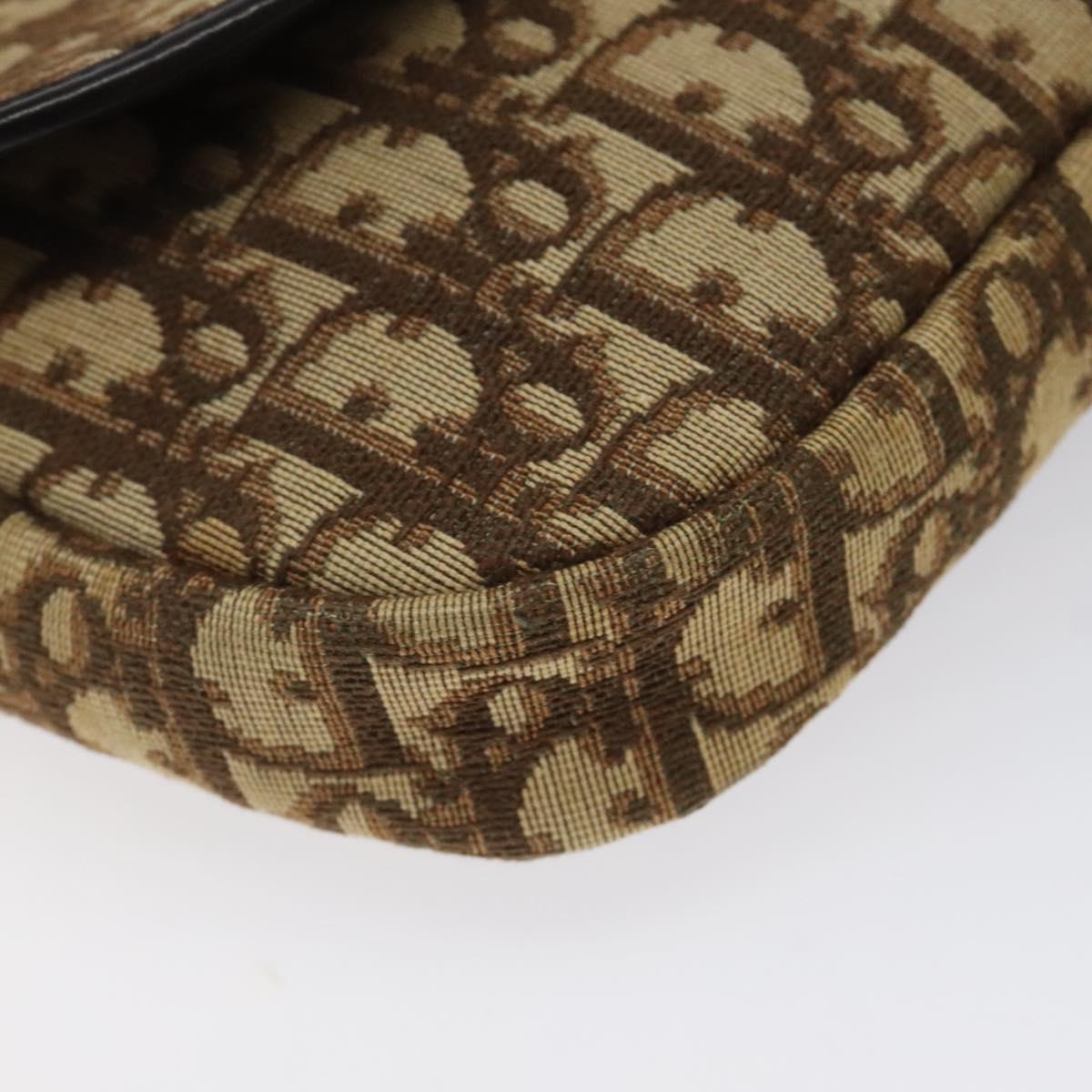 Christian Dior Trotter Canvas Shoulder Bag Brown Gold Auth 120625