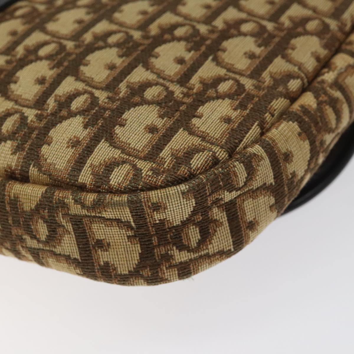 Christian Dior Trotter Canvas Shoulder Bag Brown Gold Auth 120625