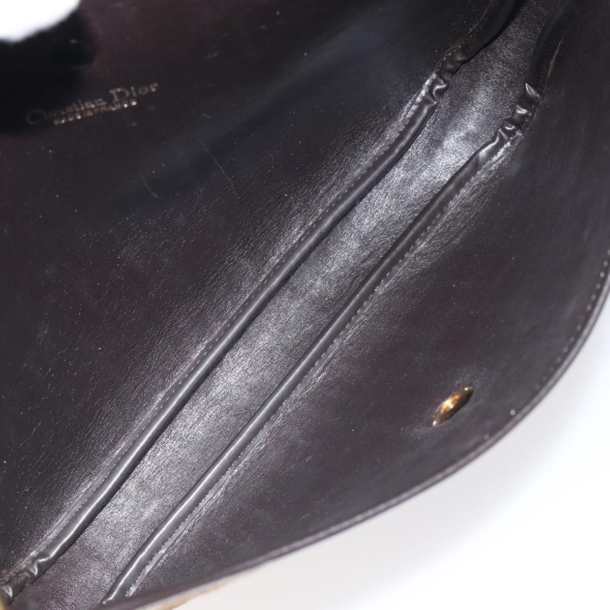 Christian Dior Trotter Canvas Shoulder Bag Brown Gold Auth 120625