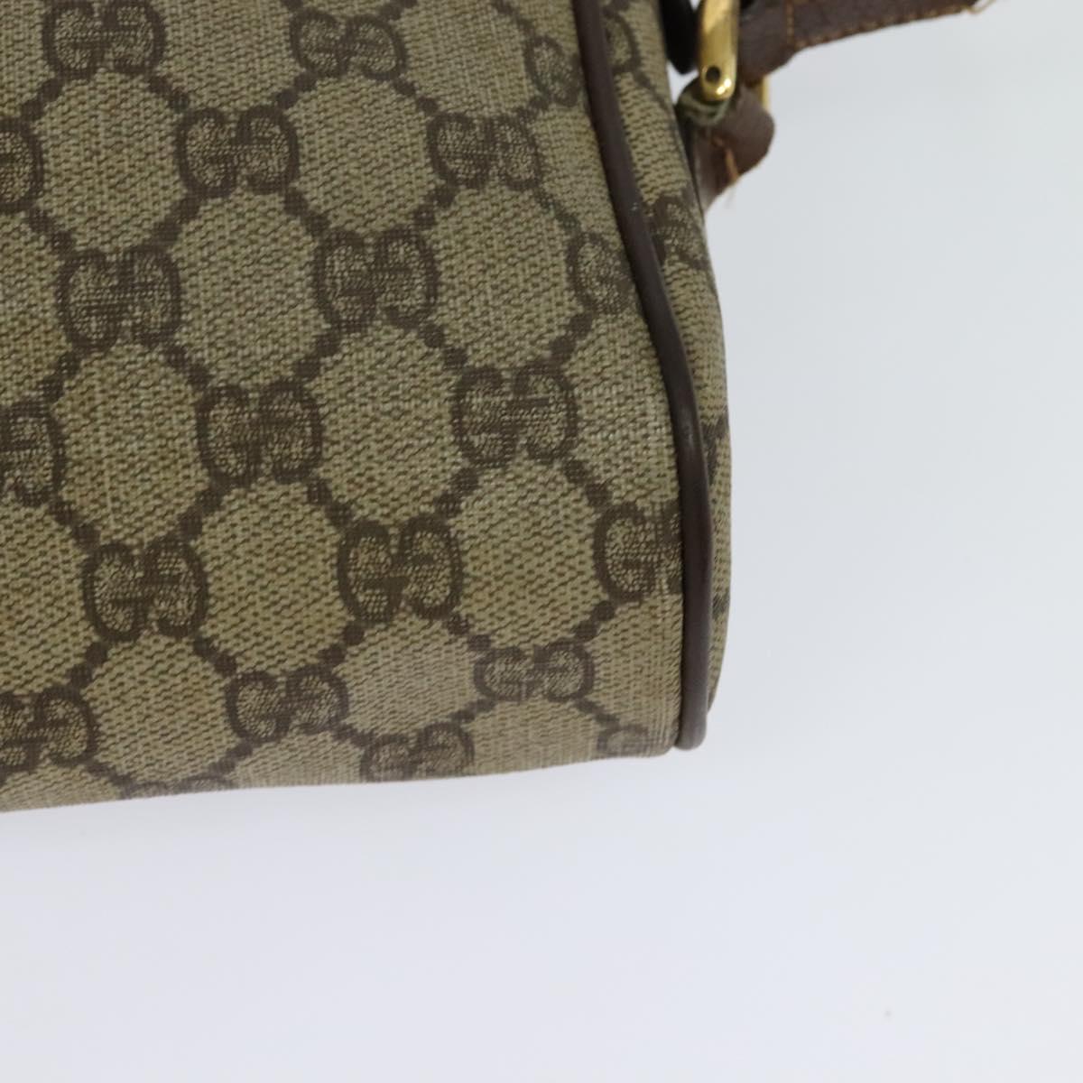 GUCCI GG Supreme Web Sherry Line Shoulder Bag PVC Beige Gold Auth 120628