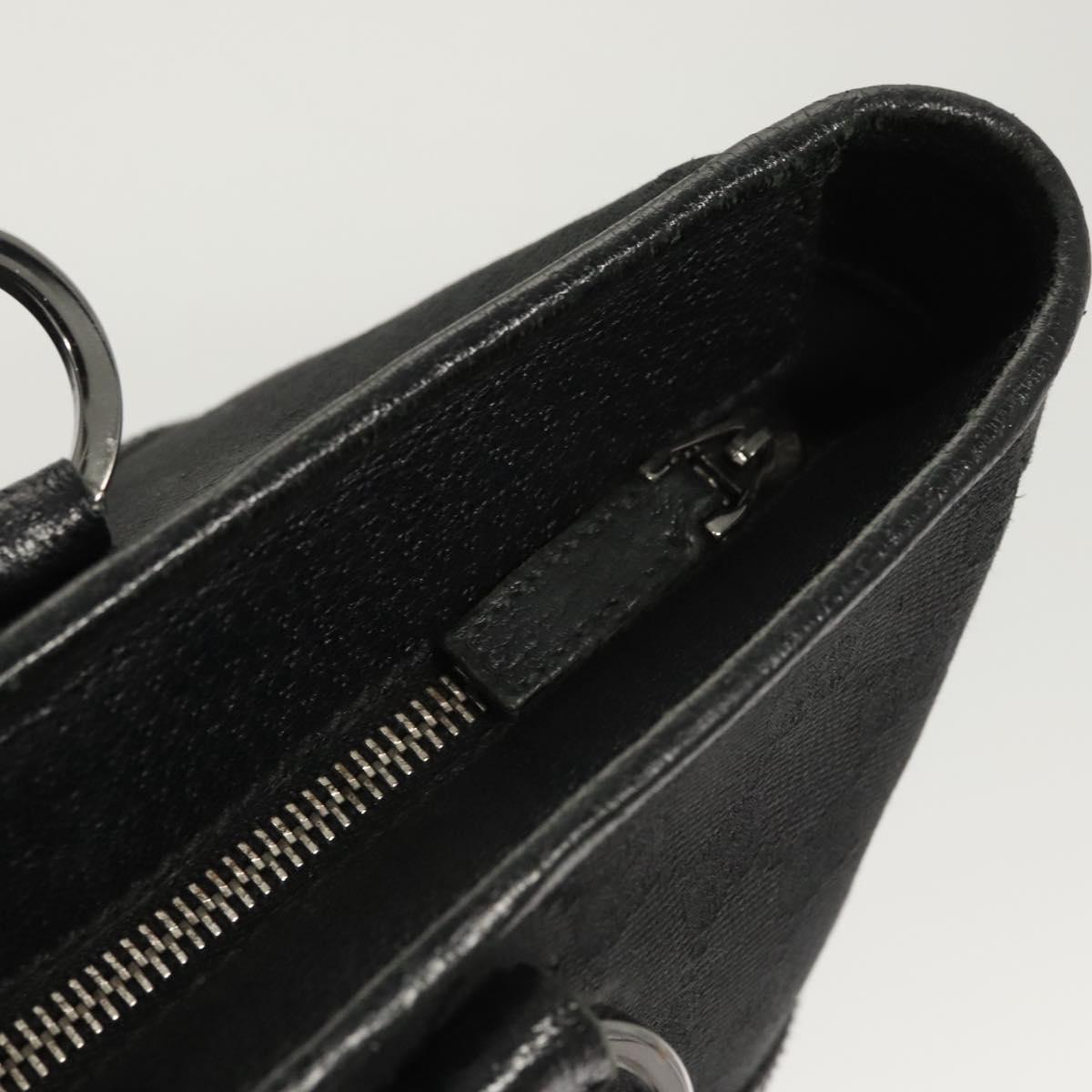 GUCCI GG Canvas Hand Bag Black Silver 113011 Auth 120633