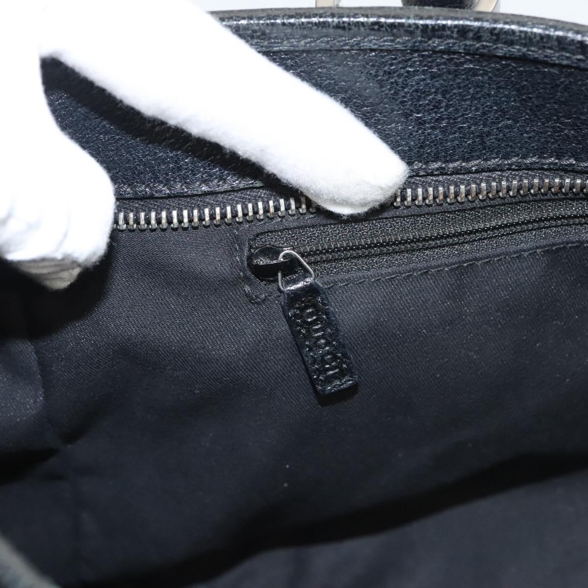 GUCCI GG Canvas Hand Bag Black Silver 113011 Auth 120633