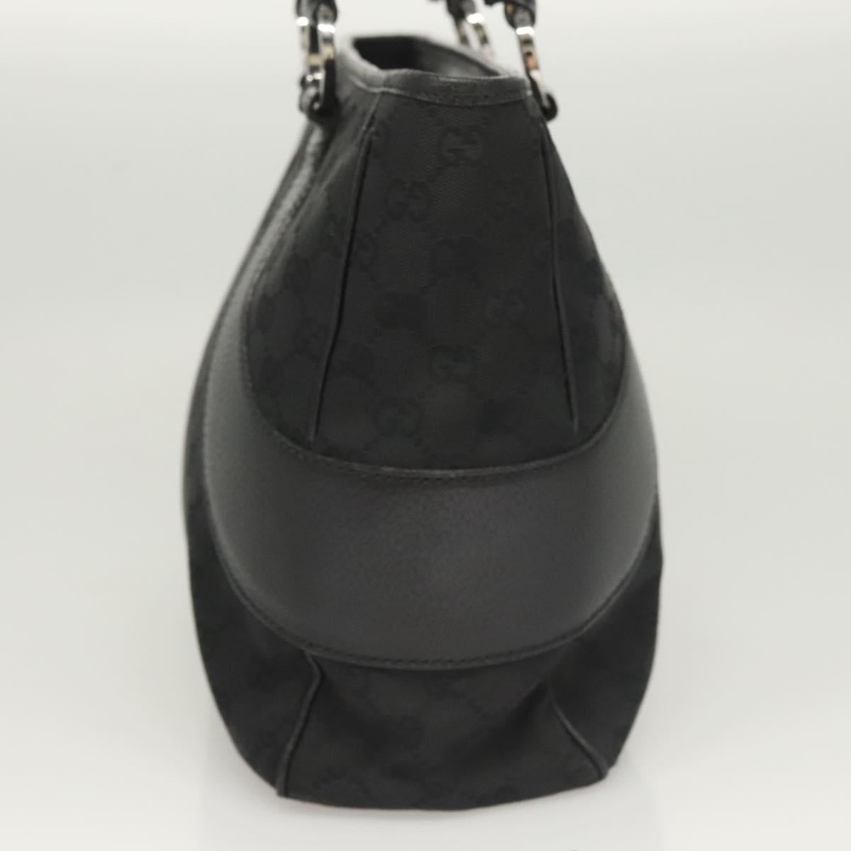 GUCCI GG Canvas Hand Bag Black Silver 113011 Auth 120633