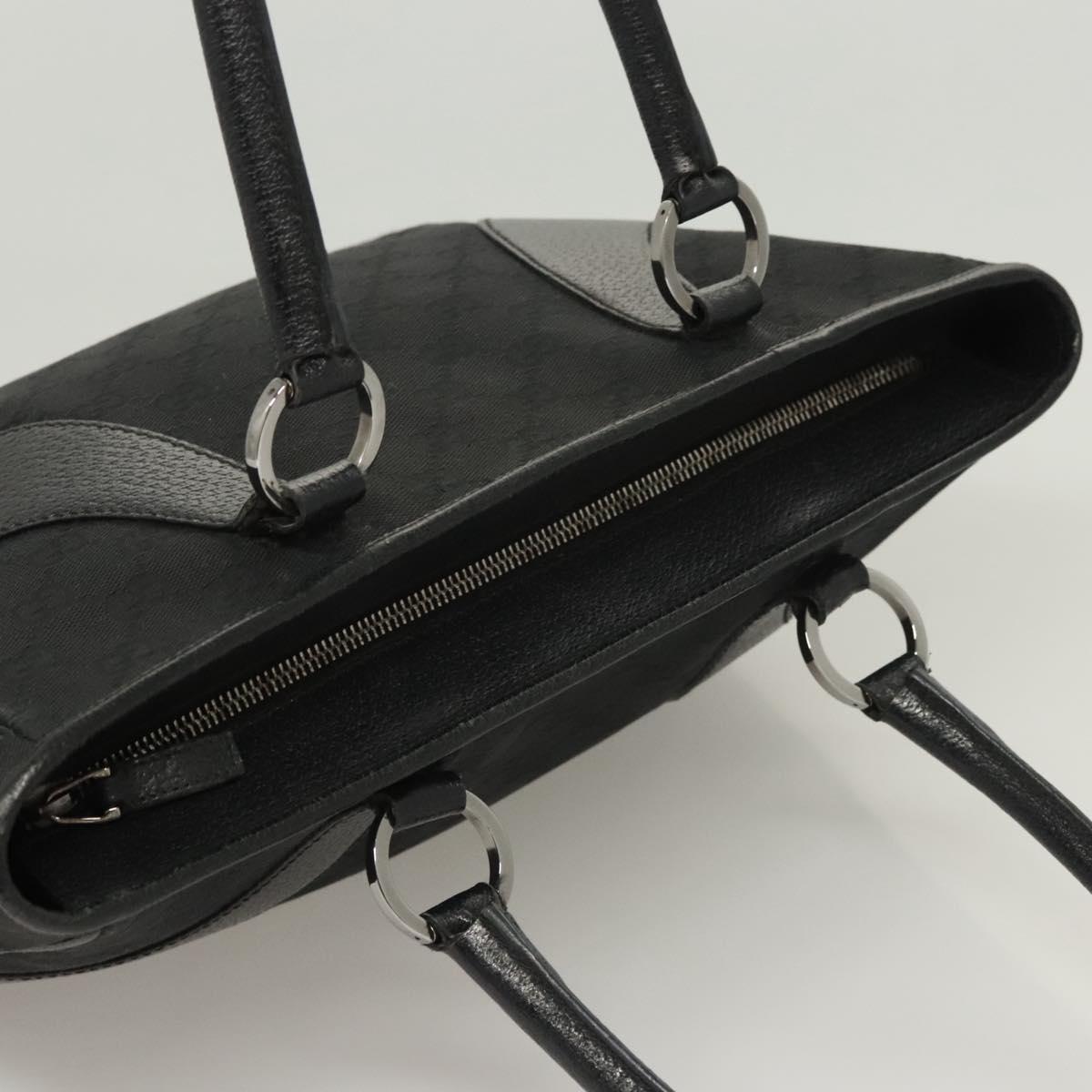GUCCI GG Canvas Hand Bag Black Silver 113011 Auth 120633