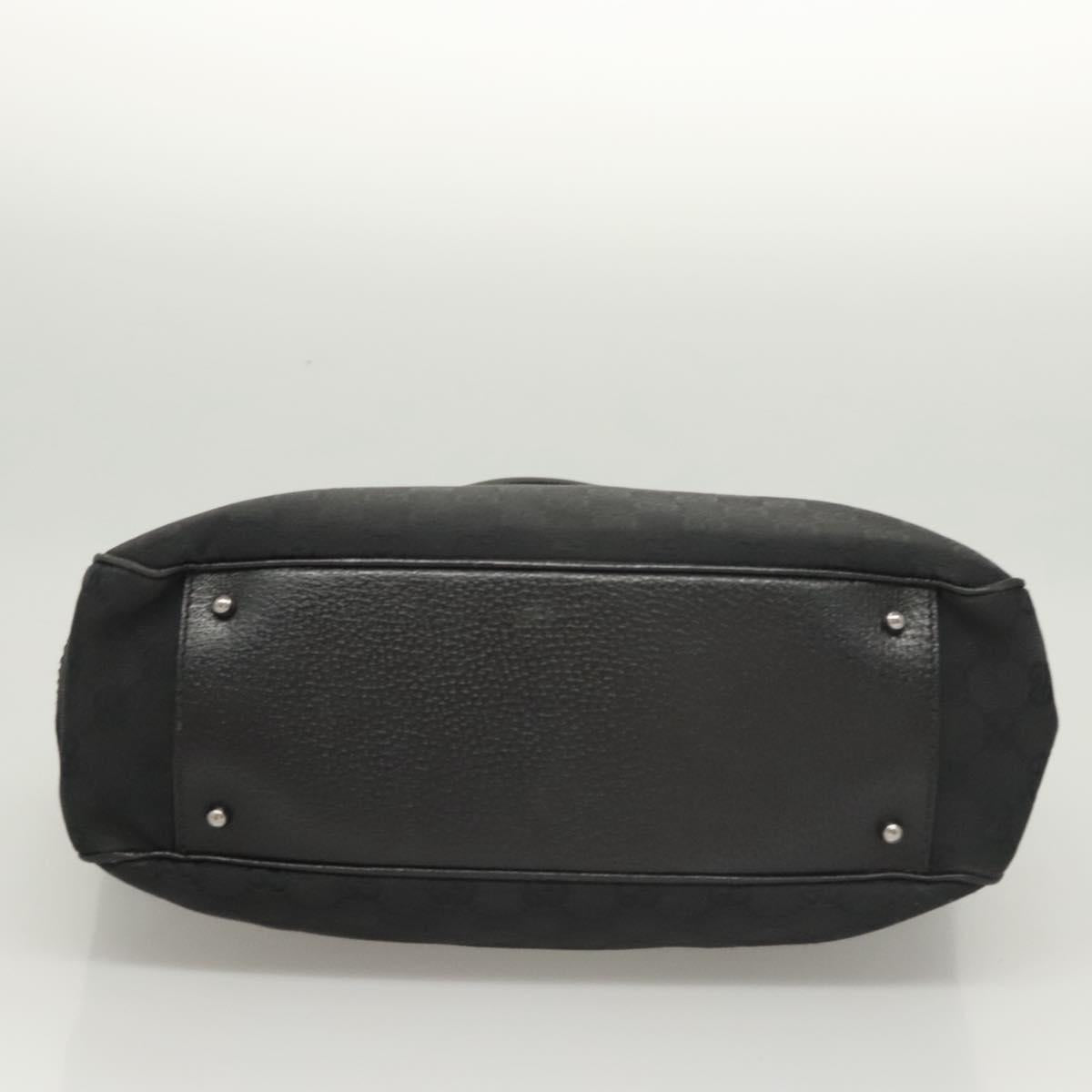 GUCCI GG Canvas Hand Bag Black Silver 113011 Auth 120633