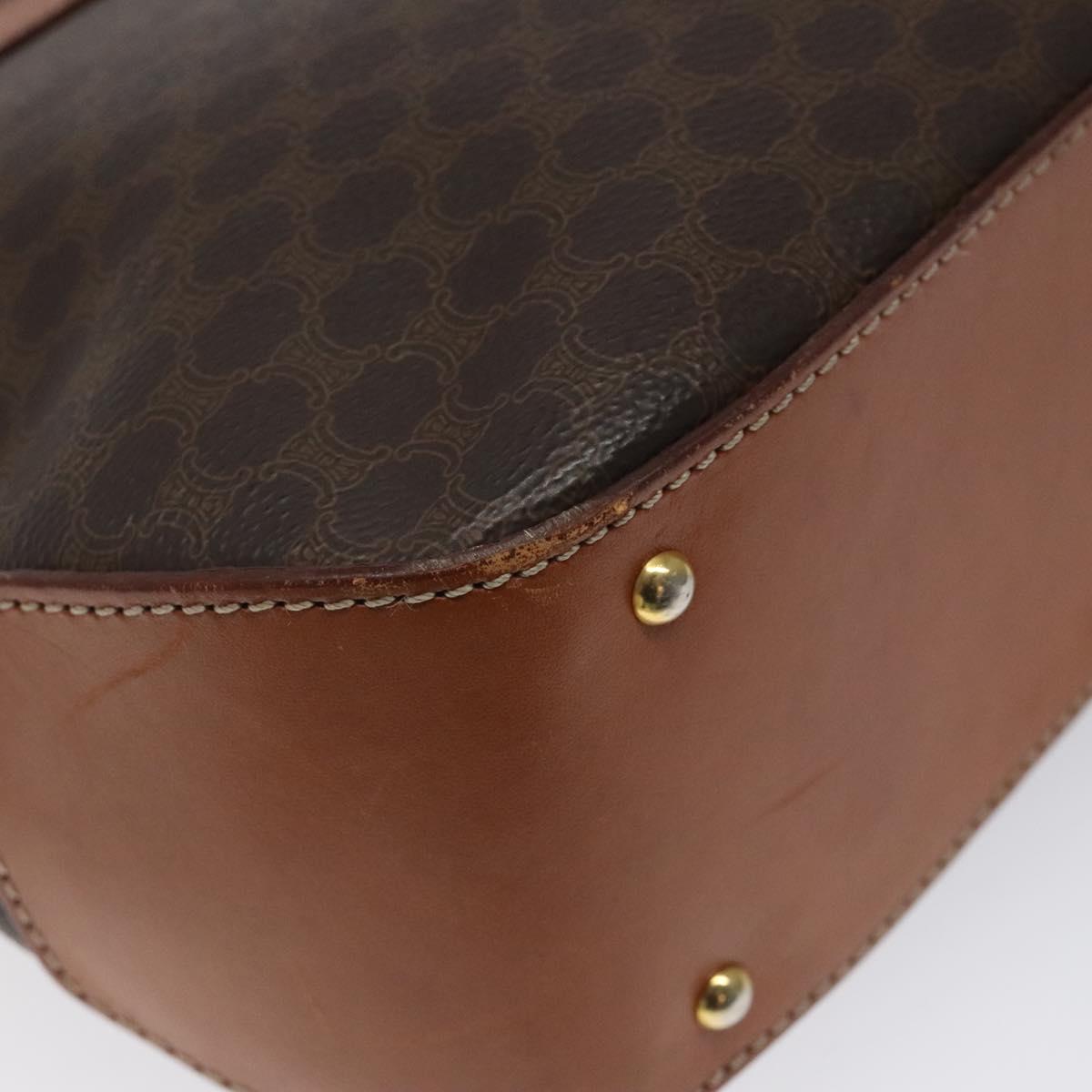 CELINE Macadam Canvas Hand Bag PVC Leather Brown Gold Auth 120634