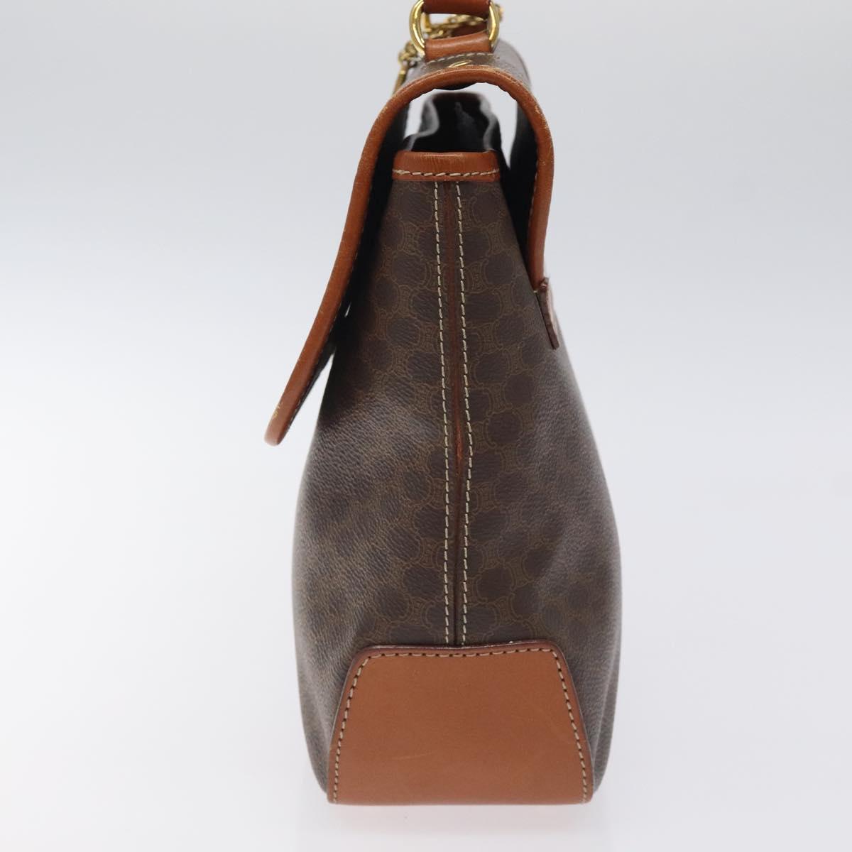 CELINE Macadam Canvas Hand Bag PVC Leather Brown Gold Auth 120634