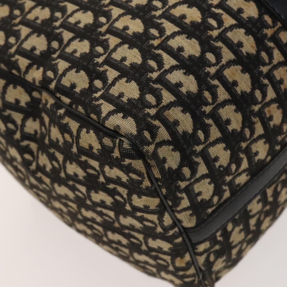 Christian Dior Trotter Canvas Boston Bag Navy Gold Auth 120635