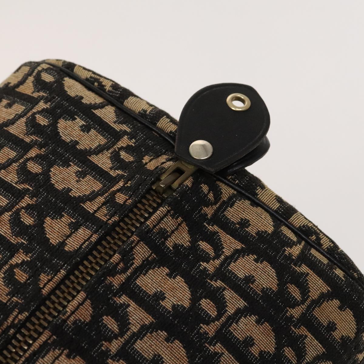 Christian Dior Trotter Canvas Boston Bag Navy Gold Auth 120635