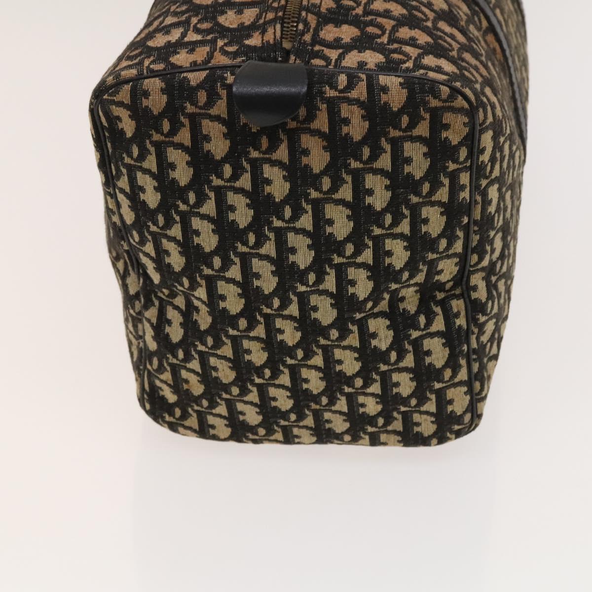 Christian Dior Trotter Canvas Boston Bag Navy Gold Auth 120635