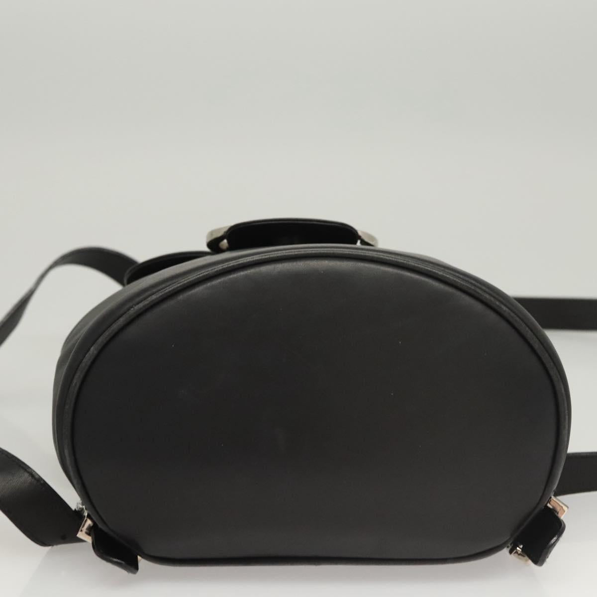 Salvatore Ferragamo Gancini Backpack Leather Black Silver Auth 120651