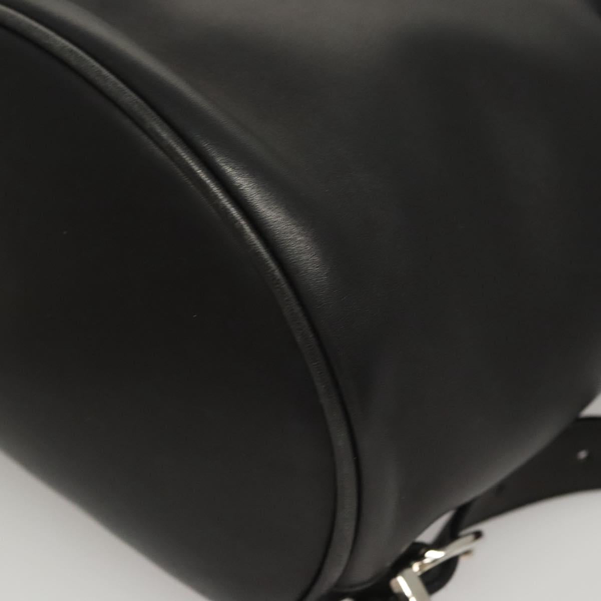 Salvatore Ferragamo Gancini Backpack Leather Black Silver Auth 120651