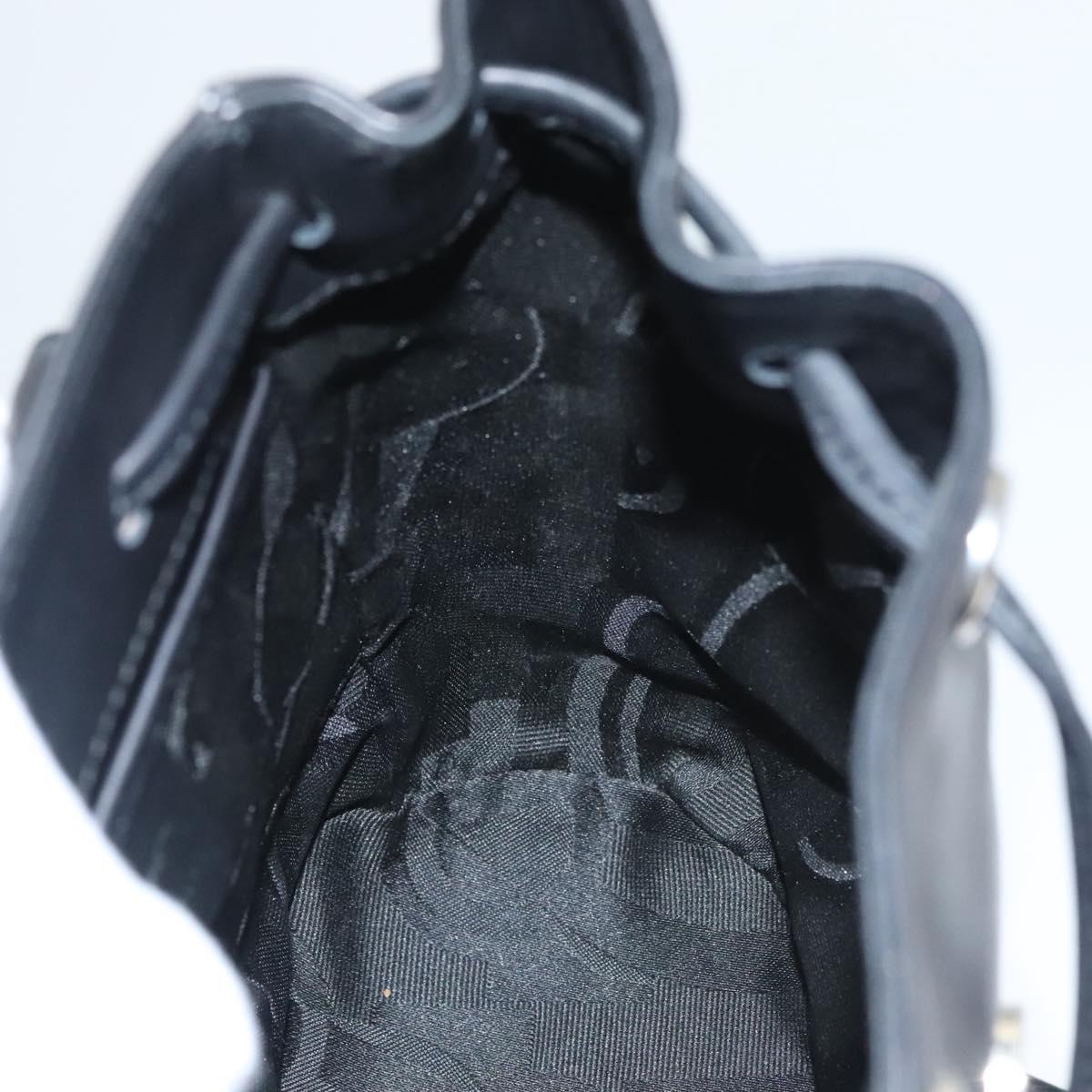 Salvatore Ferragamo Gancini Backpack Leather Black Silver Auth 120651