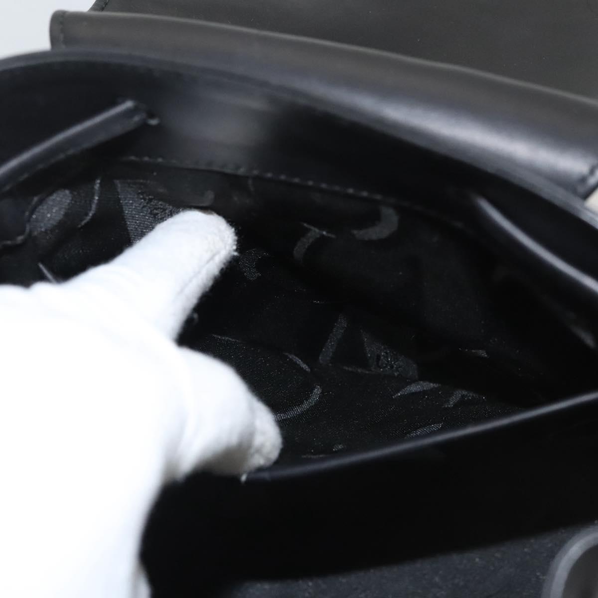 Salvatore Ferragamo Gancini Backpack Leather Black Silver Auth 120651