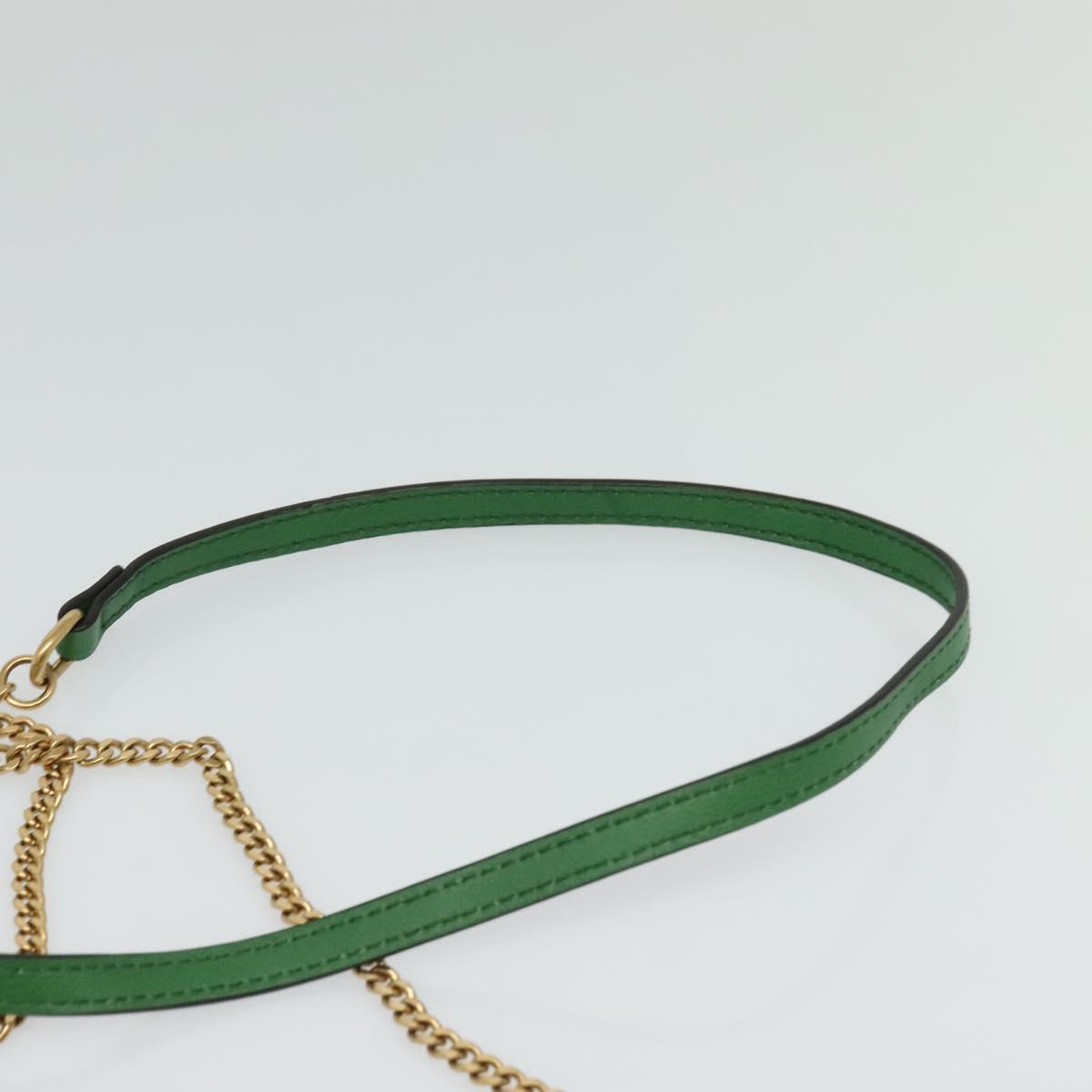 Chloe Chain Pixy Shoulder Bag Leather Green Gold Auth 120652
